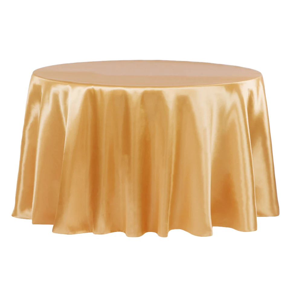 Satin 132" Round Tablecloth - Gold Antique - Image 2