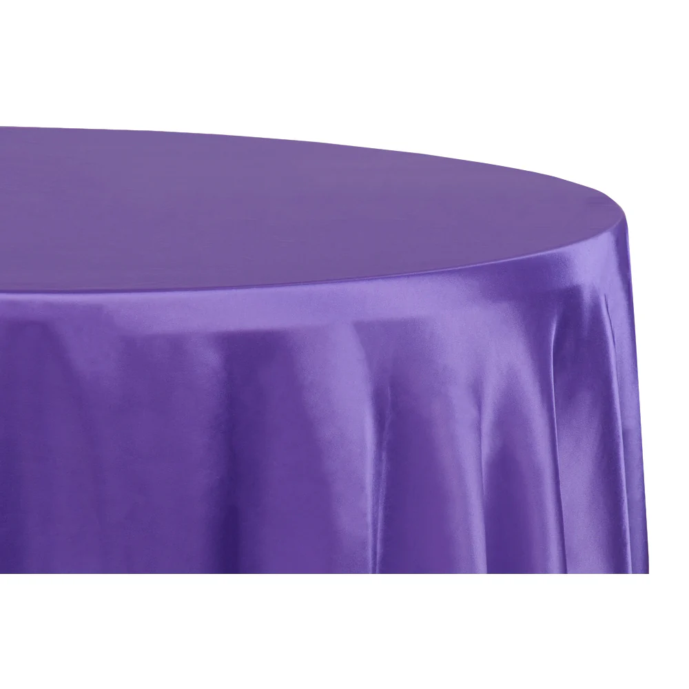 Satin 132" Round Tablecloth - Purple - Image 2
