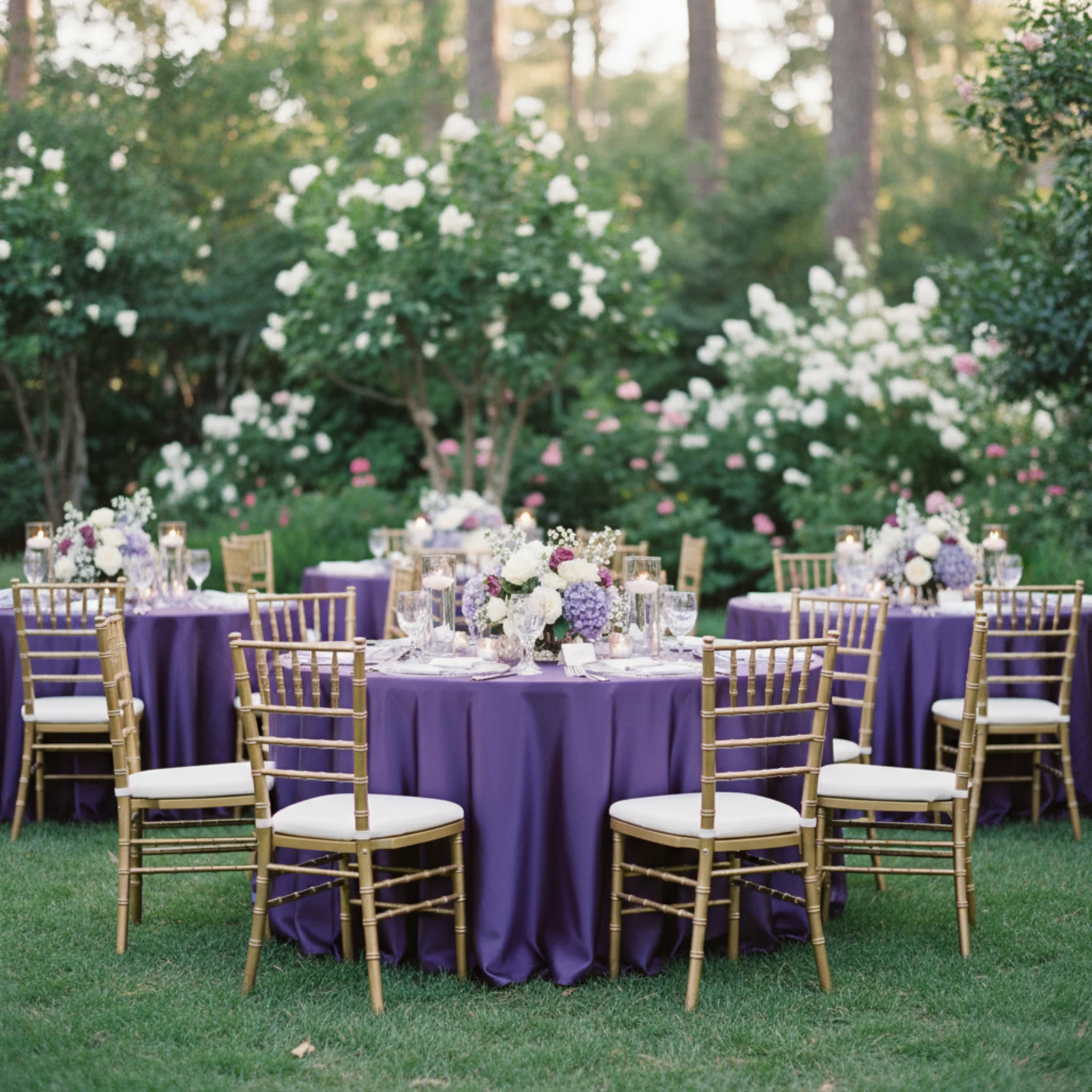 Satin 132" Round Tablecloth - Purple - Image 3