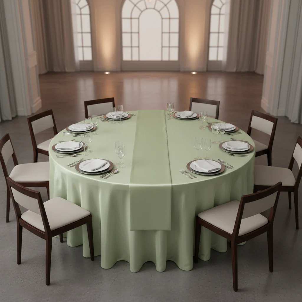 Satin 132" Round Tablecloth - Sage Green - Image 3