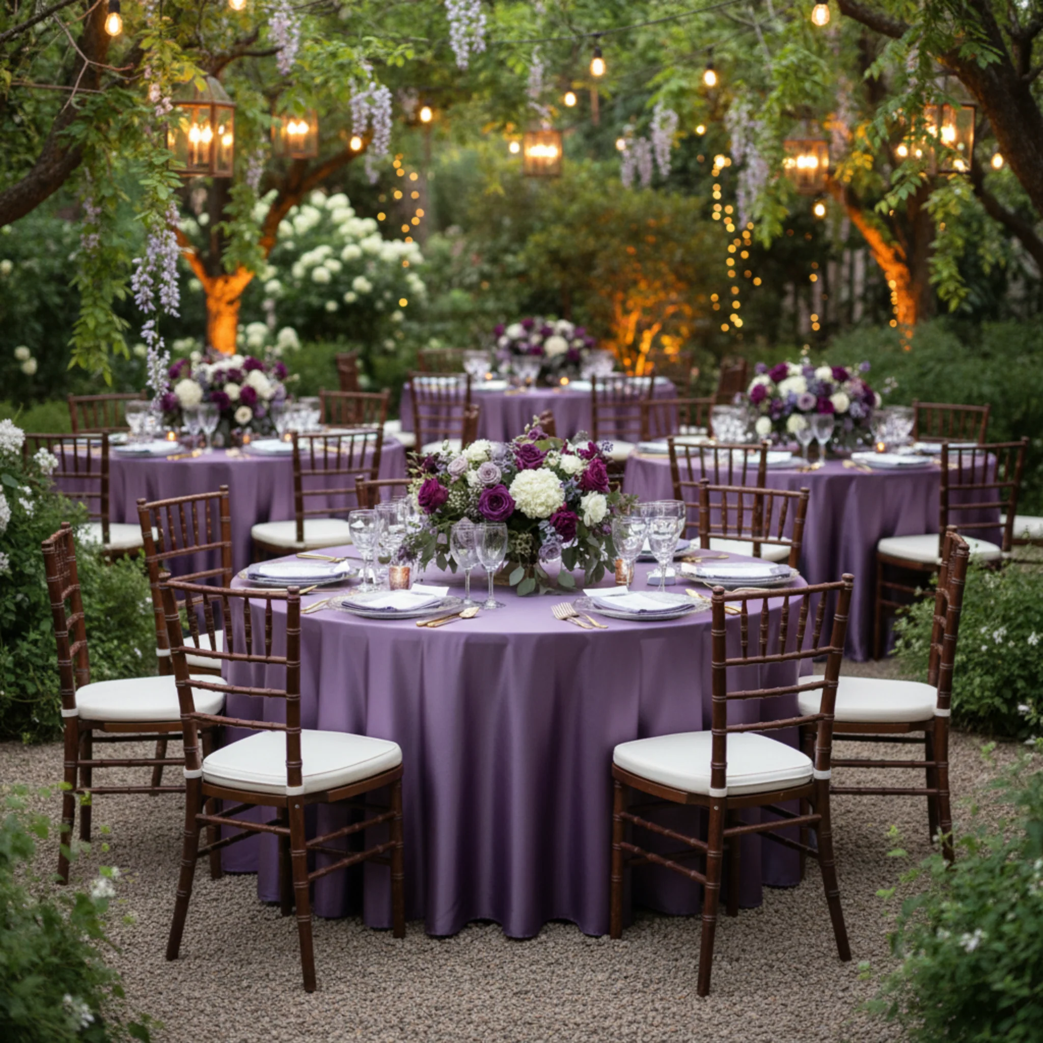 Satin 132" Round Tablecloth - Victorian Lilac/Wisteria - Image 3