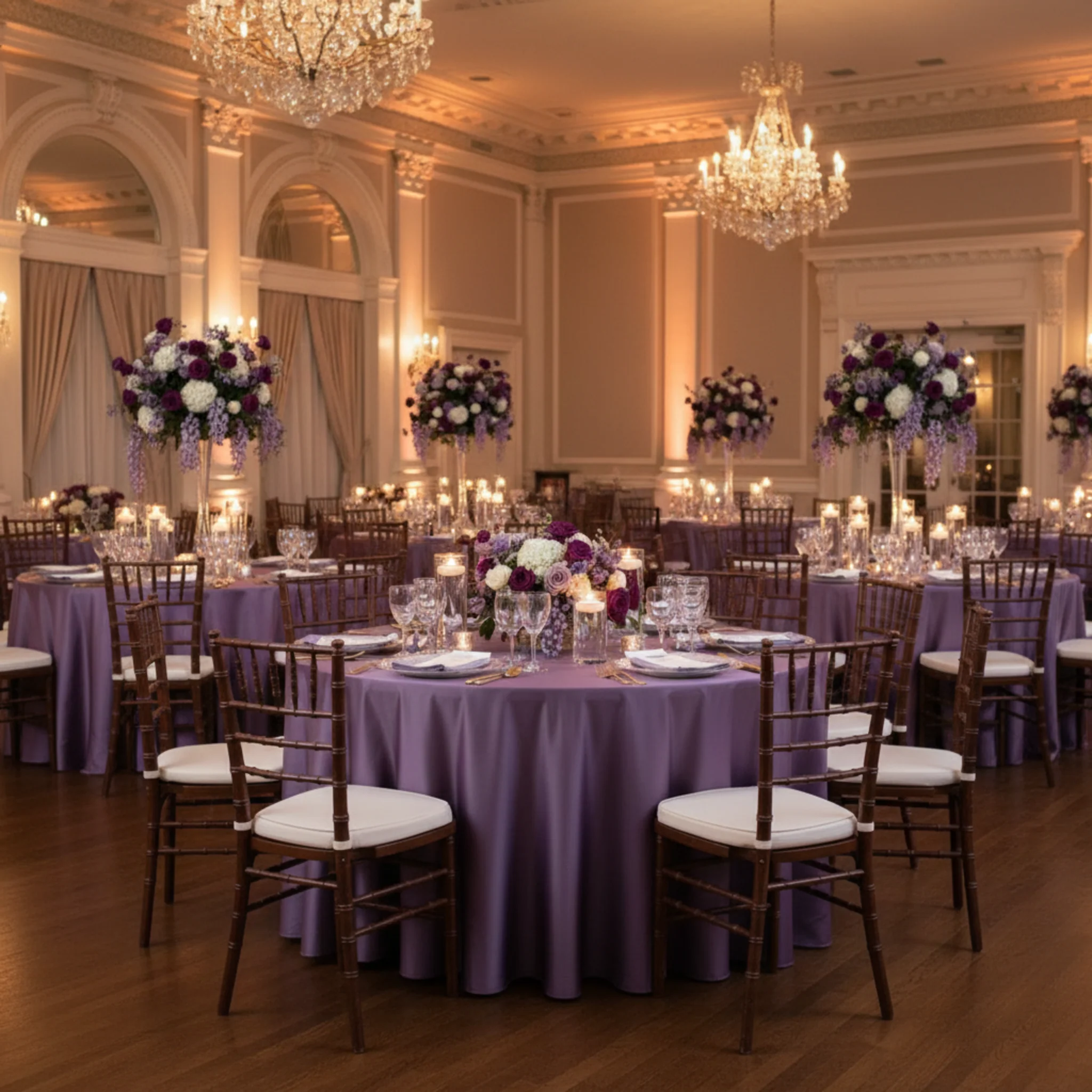 Satin 132" Round Tablecloth - Victorian Lilac/Wisteria - Image 4