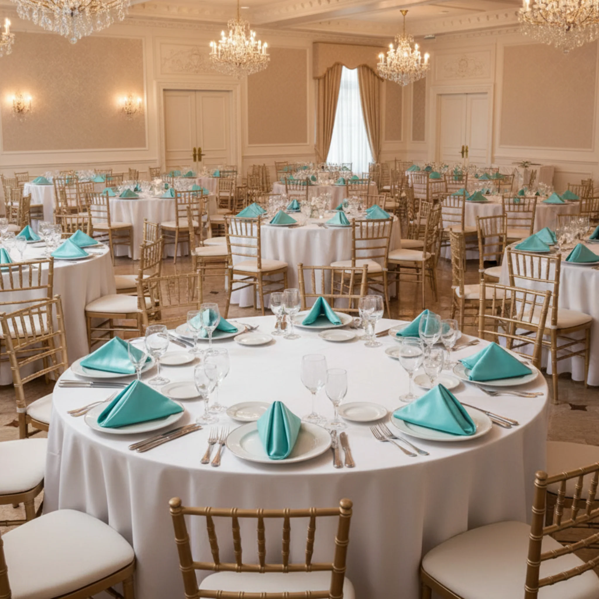 Satin Napkin 20"x20" - Light Turquoise - Image 3