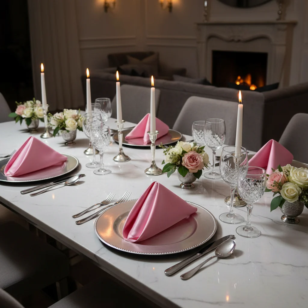 Satin Napkin 20"x20" - Medium Pink - Image 2