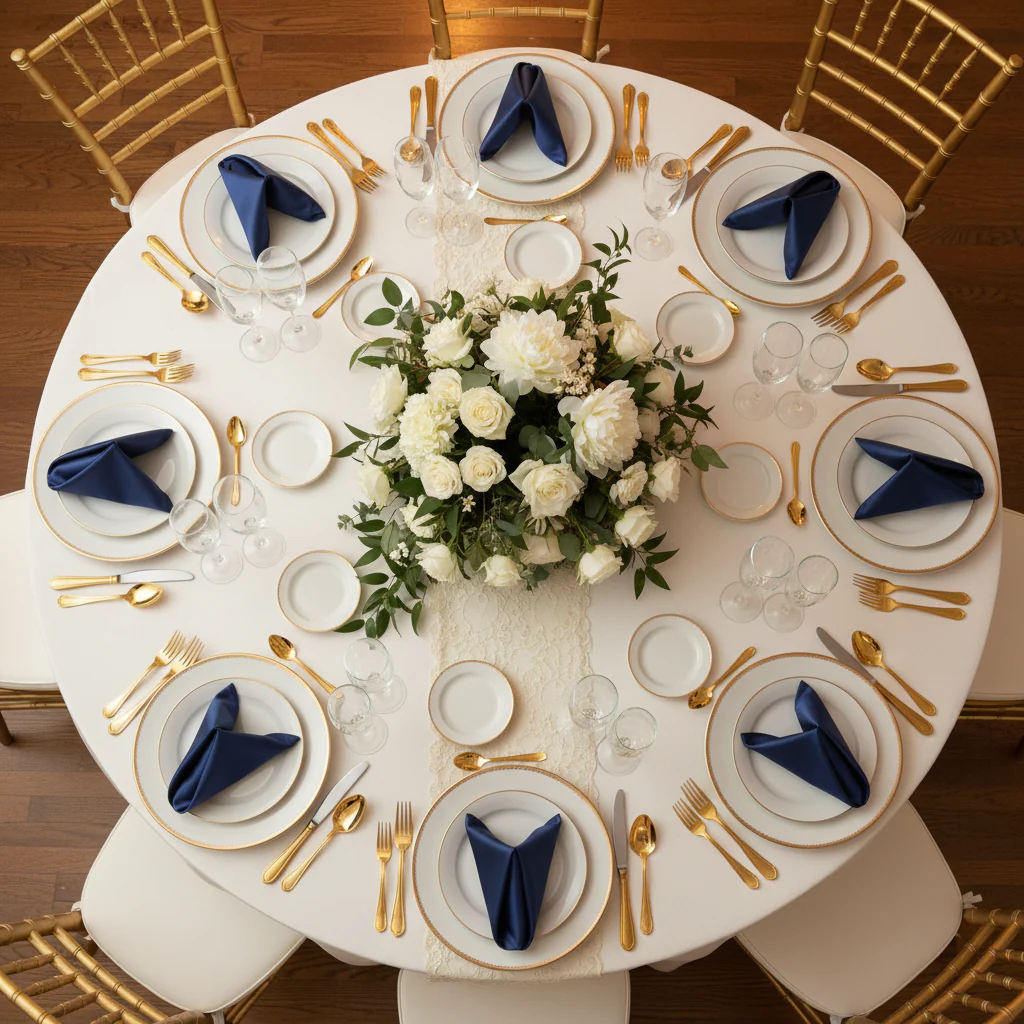 Satin Napkin 20"x20" - Navy Blue - Image 2