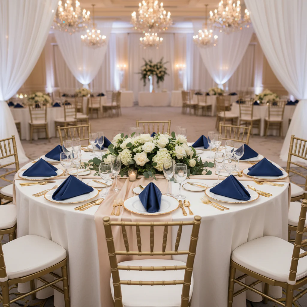 Satin Napkin 20"x20" - Navy Blue - Image 3