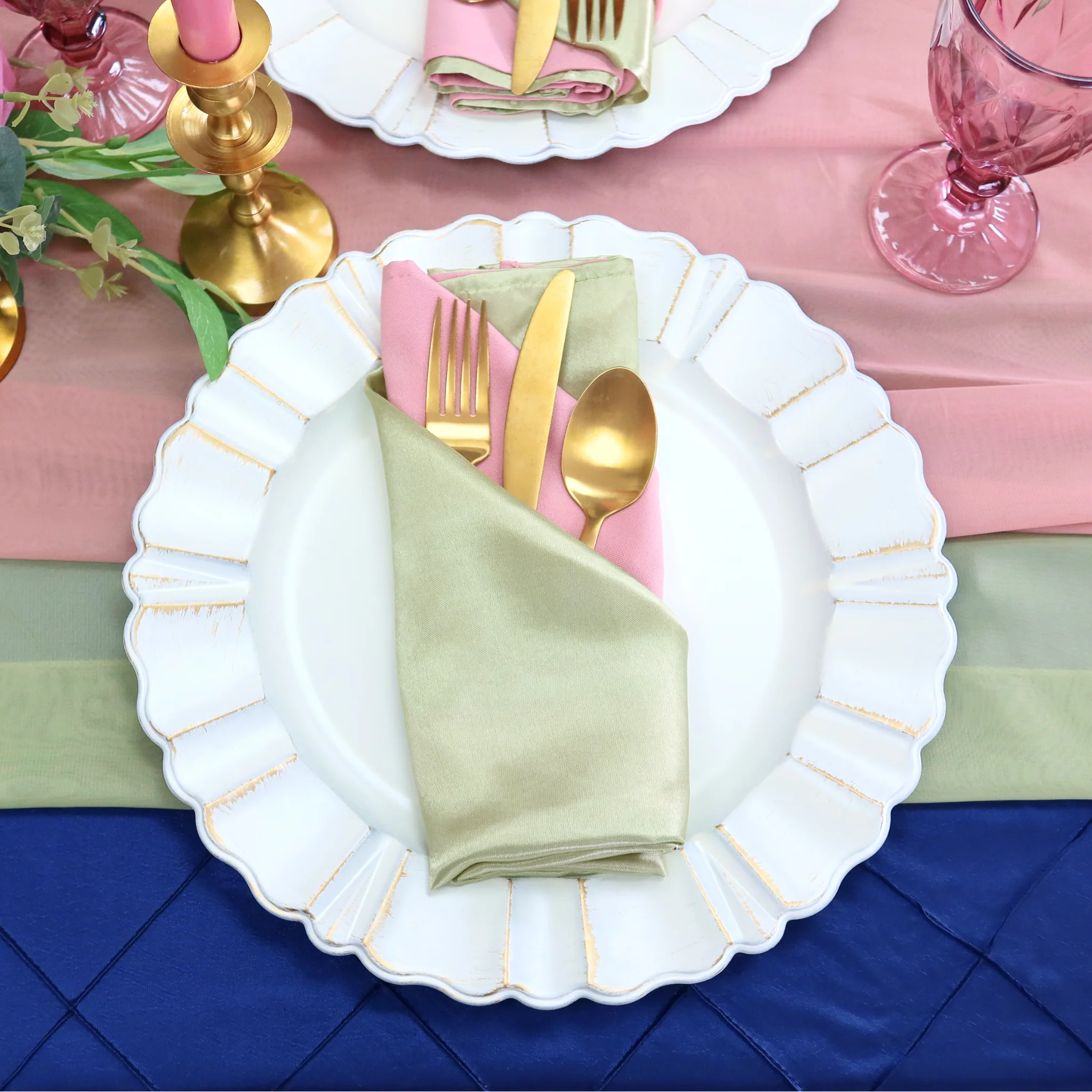 Satin Napkin 20"x20" - Sage Green - Image 4