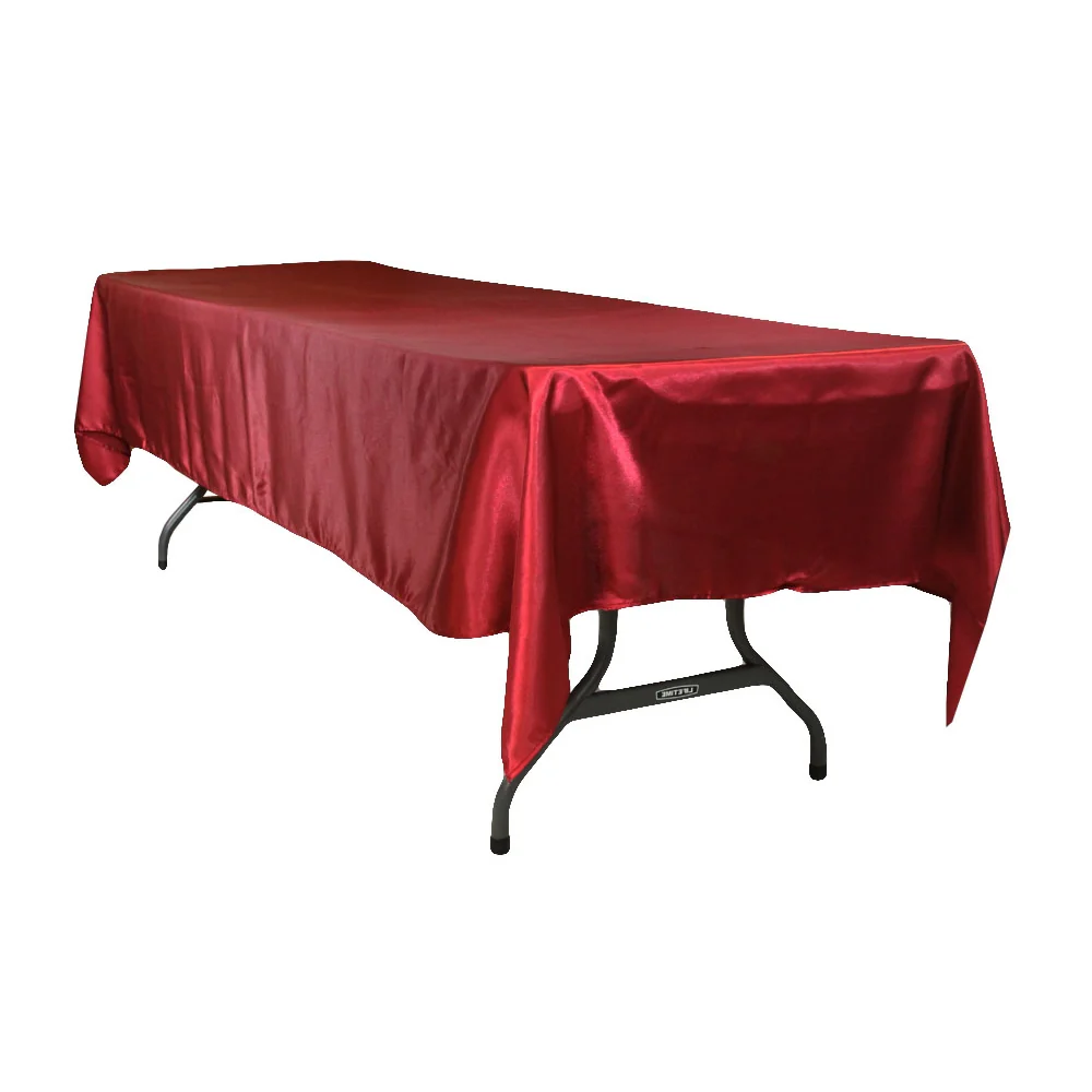 Satin Rectangular 60"x120" Tablecloth - Burgundy - Image 2
