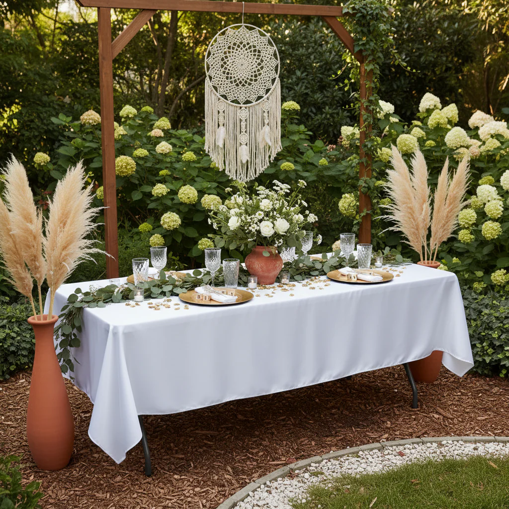 Satin Rectangular 60"x120" Tablecloth - White - Image 4