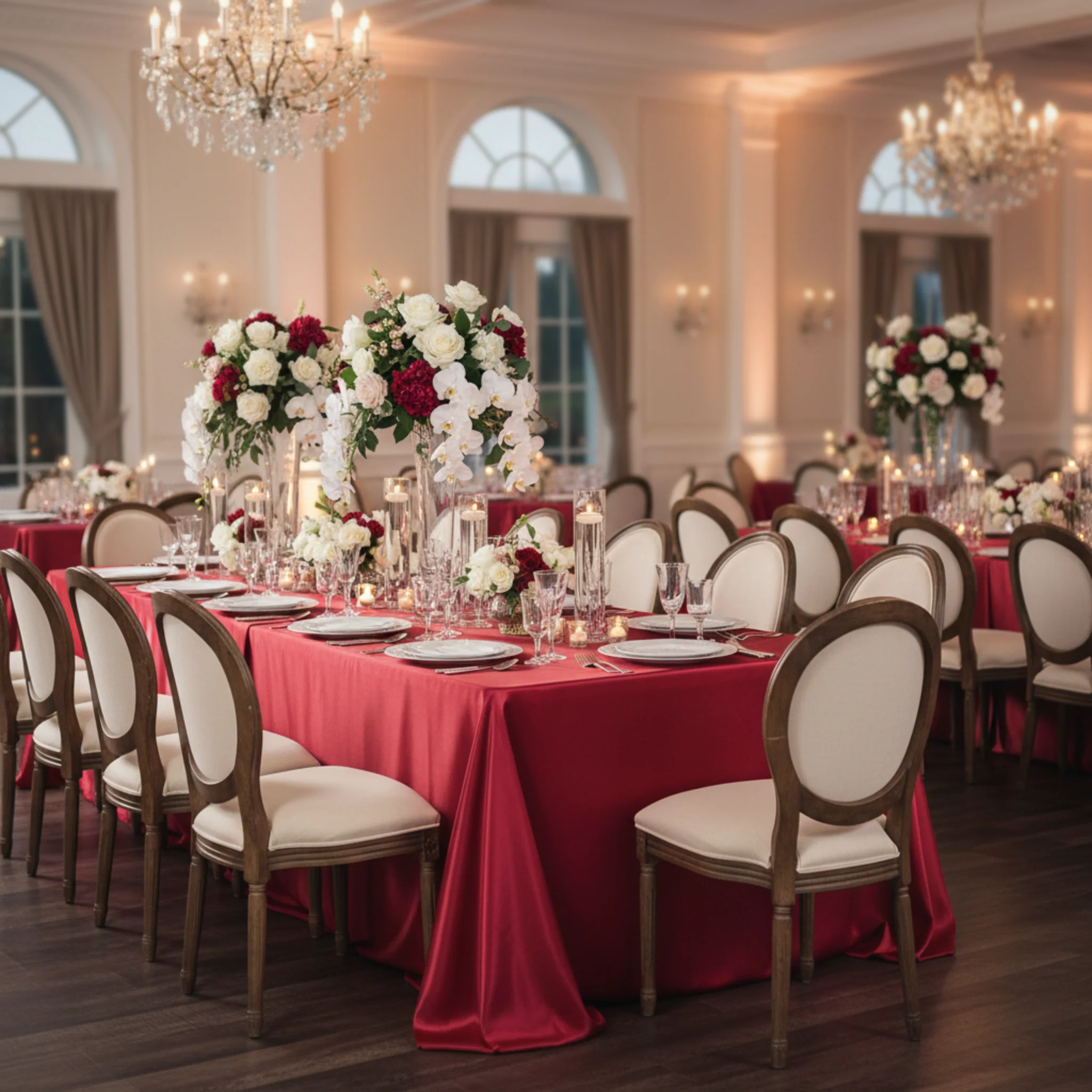 Satin Rectangular 90"x132" Tablecloth - Apple Red - Image 3