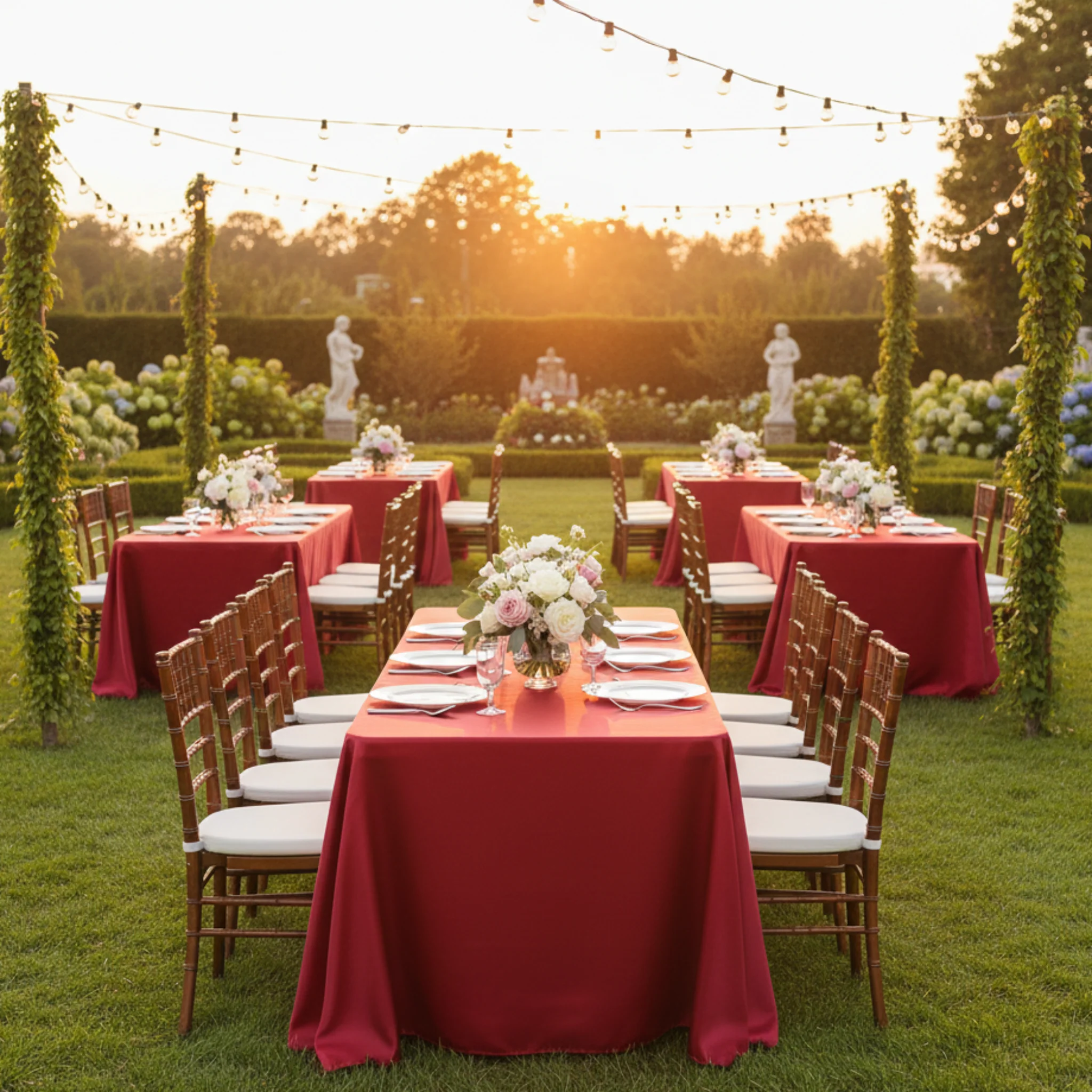 Satin Rectangular 90"x132" Tablecloth - Apple Red - Image 4