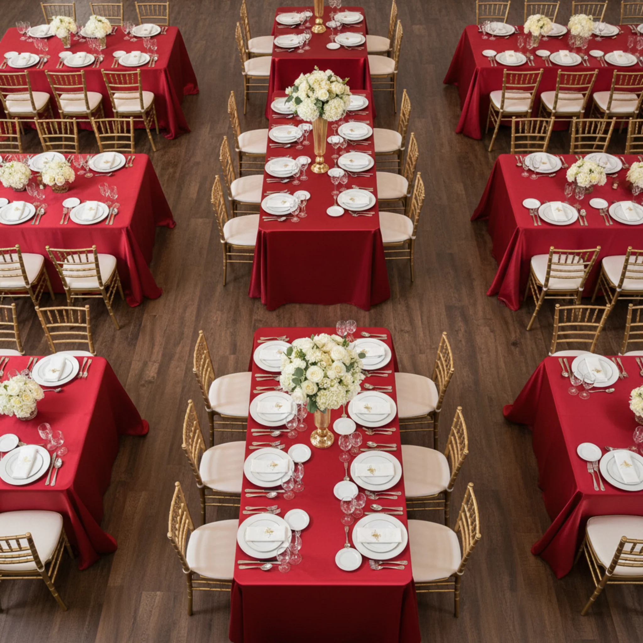 Satin Rectangular 90"x132" Tablecloth - Apple Red - Image 5