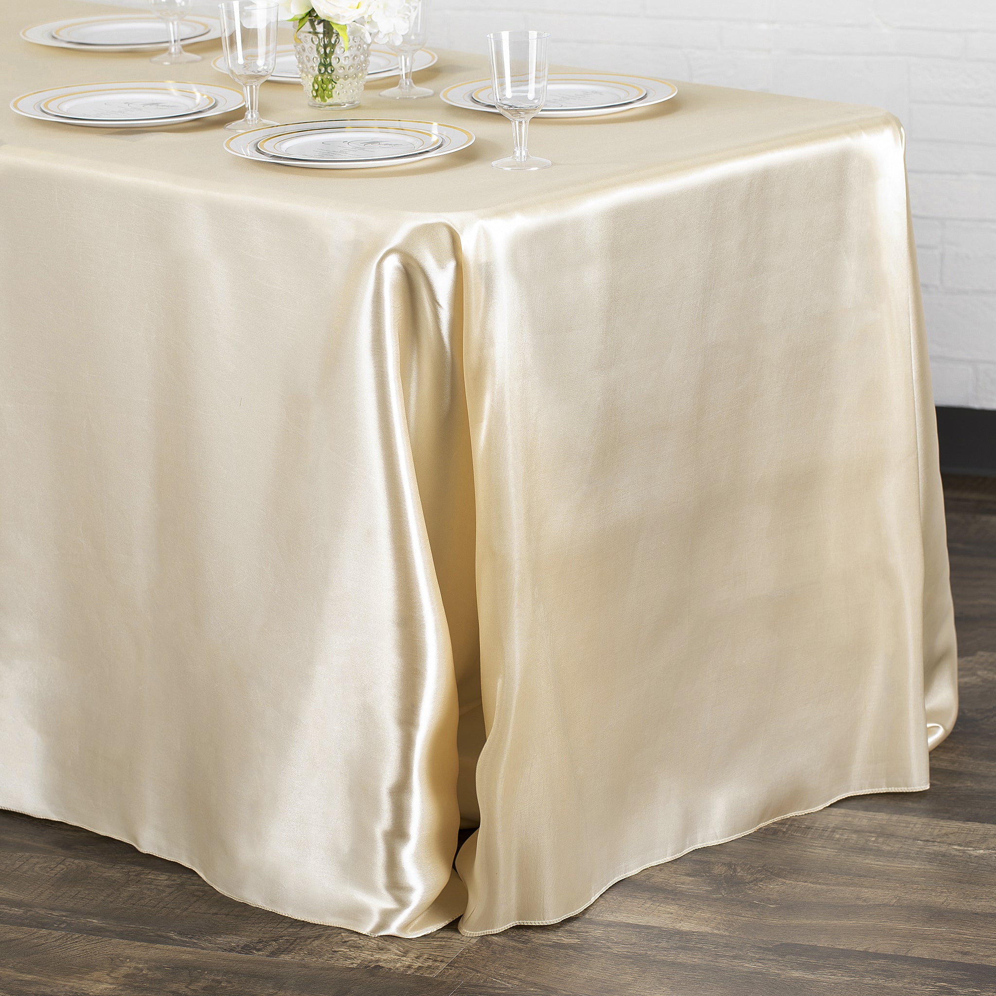 Satin Rectangular 90"x132" Tablecloth - Champagne - Image 4