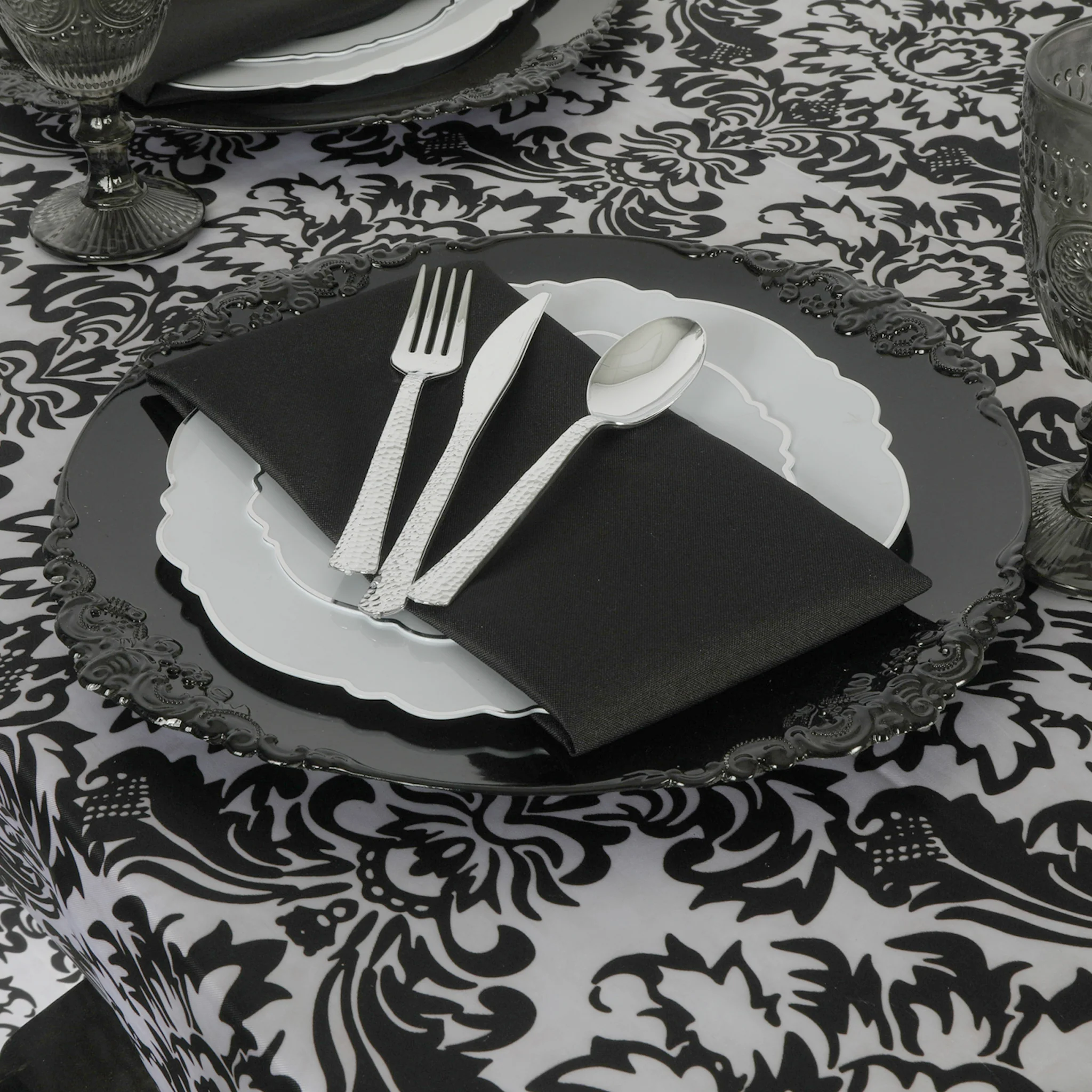 Satin Rectangular 90"x132" Tablecloth - Damask - Image 3