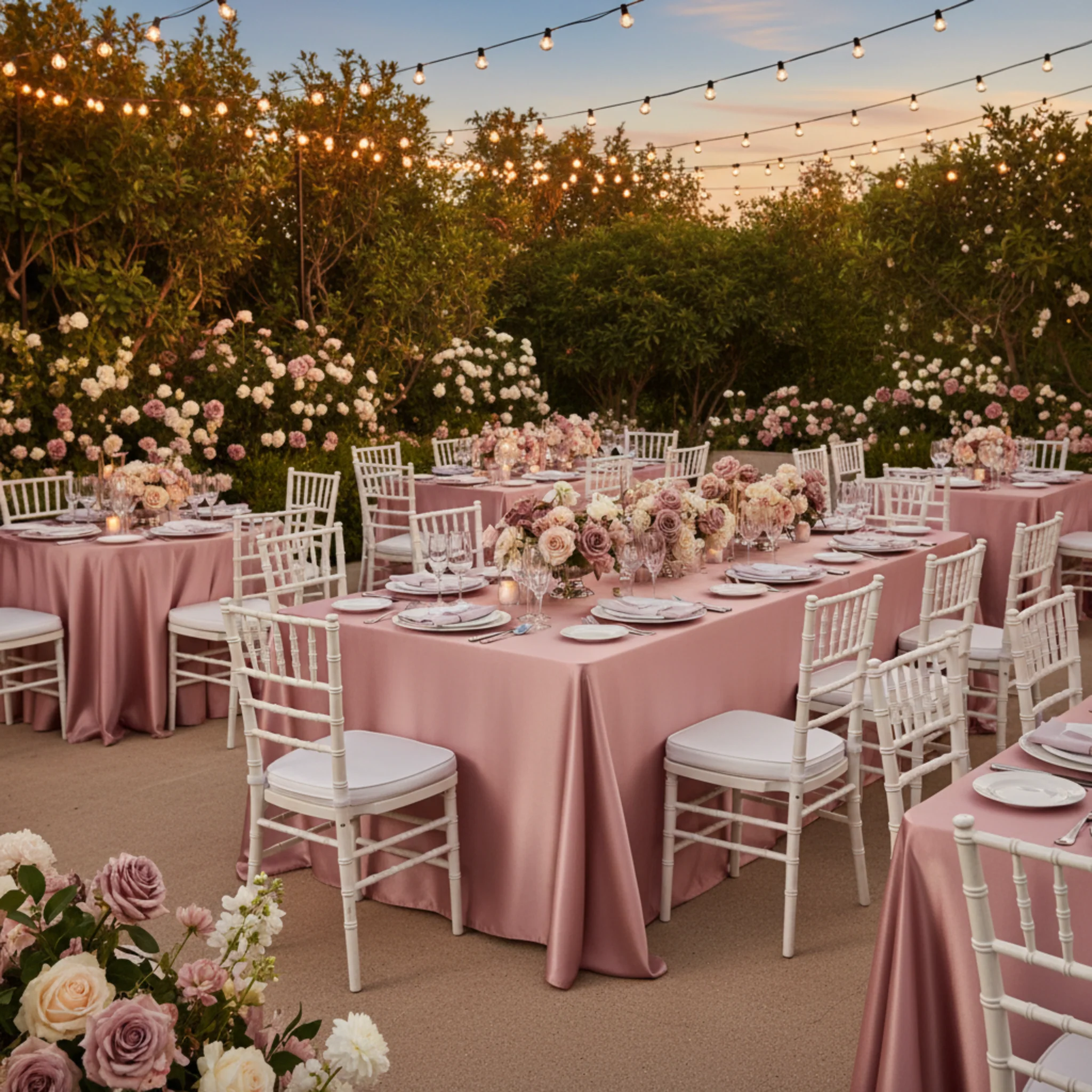 Satin Rectangular 90"x132" Tablecloth - Dusty Rose/Mauve - Image 5