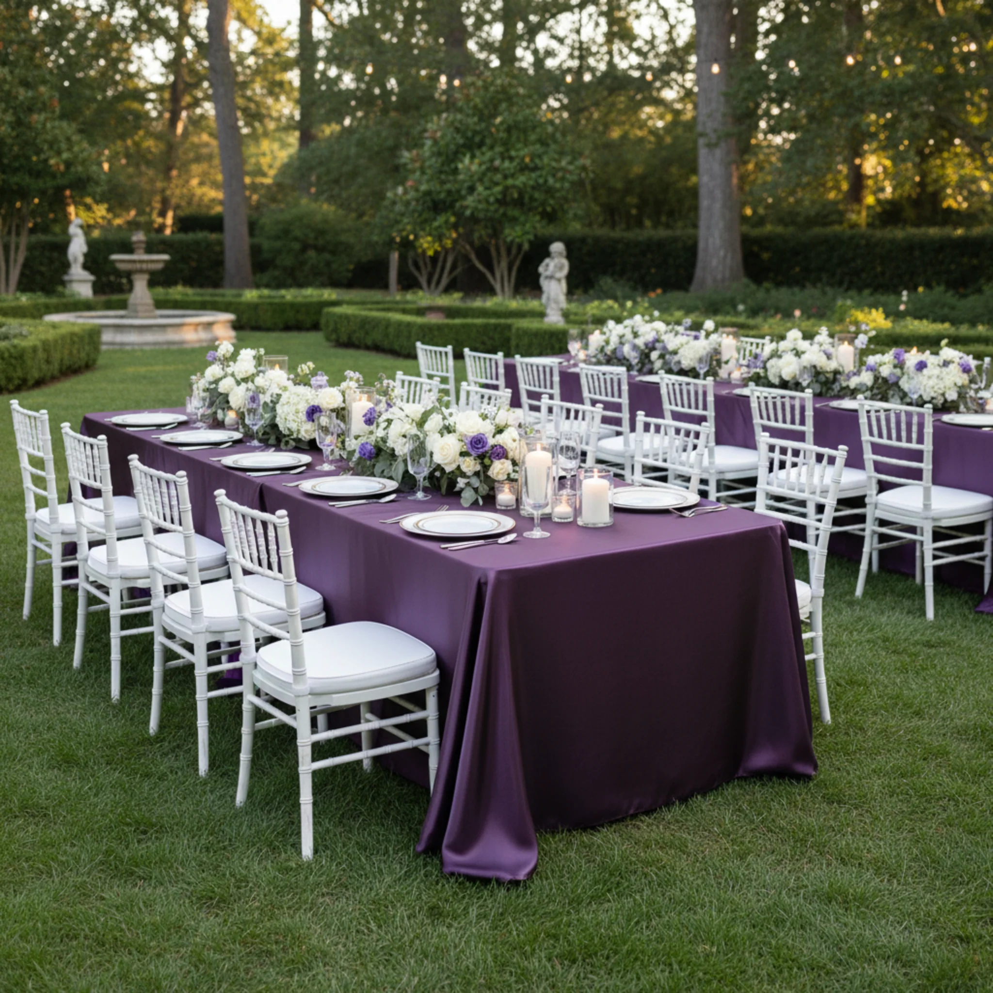 Satin Rectangular 90"x132" Tablecloth - Eggplant/Plum - Image 3