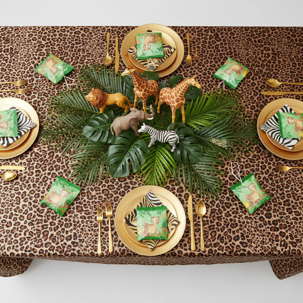 Satin Rectangular 90"x132" Tablecloth - Leopard Design - Image 3