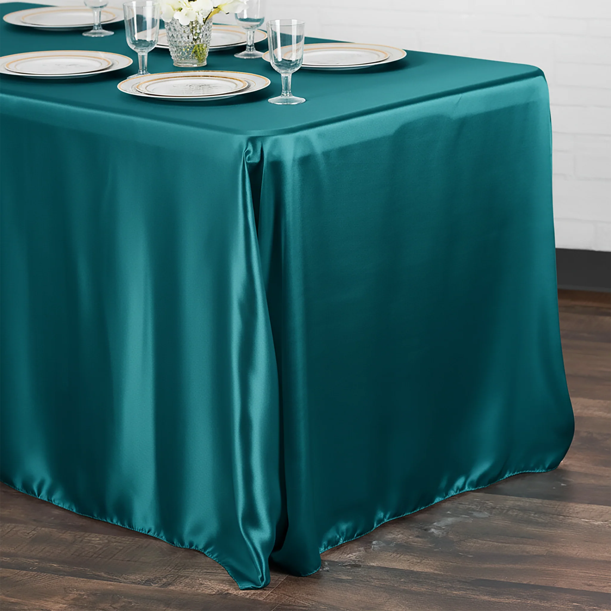Satin Rectangular 90"x132" Tablecloth - Peacock - Image 2