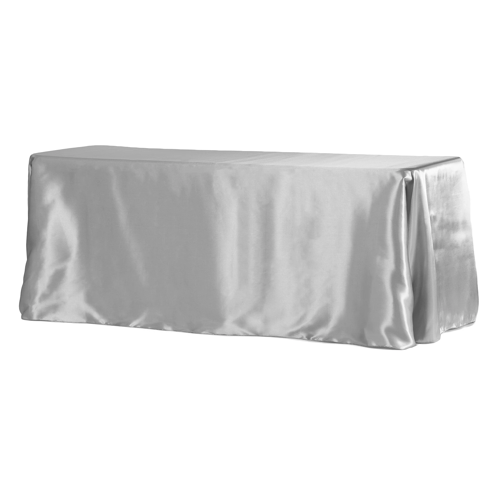 Satin Rectangular 90"x132" Tablecloth - Silver - Image 2