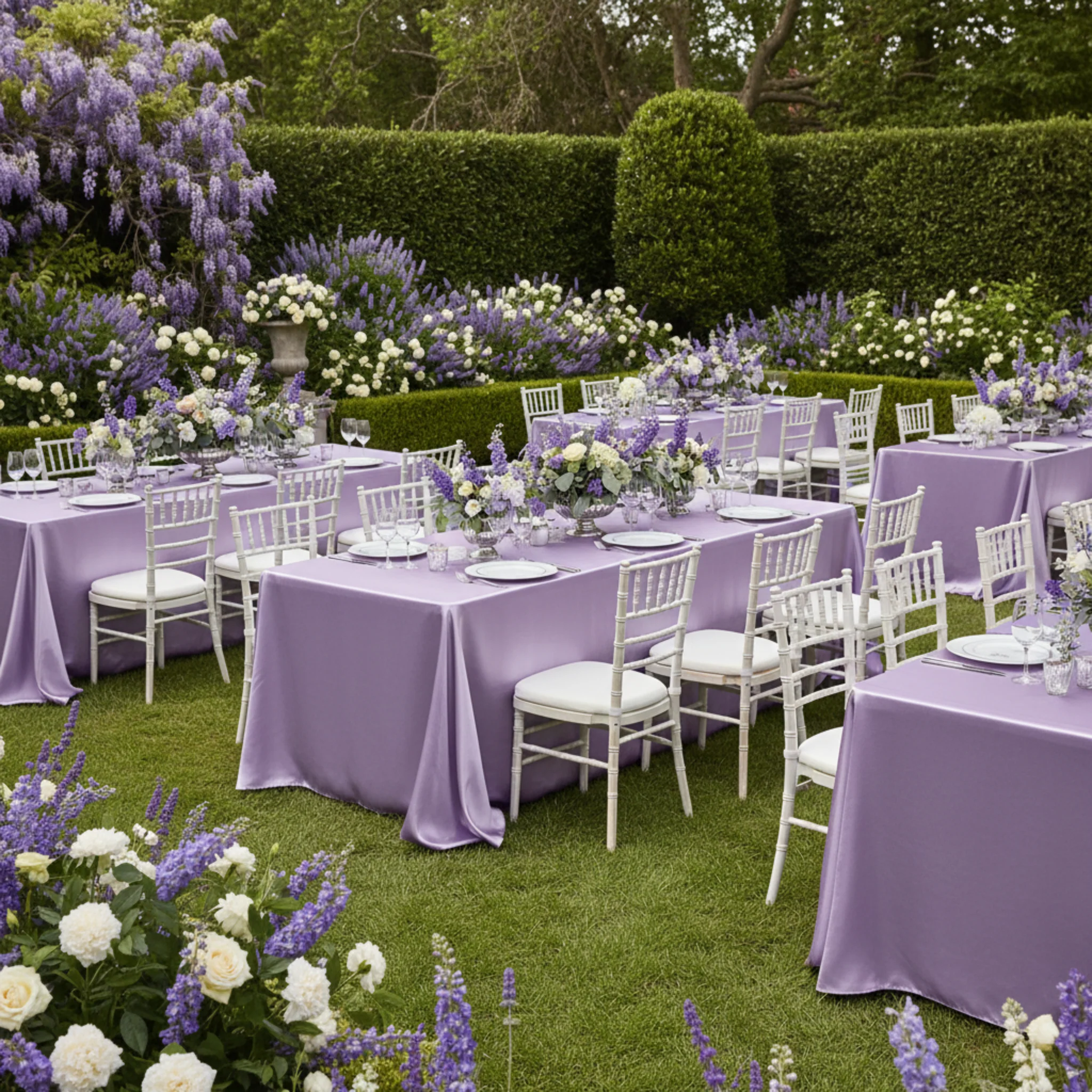 Satin Rectangular 90"x132" Tablecloth - Victorian Lilac/Wisteria - Image 3