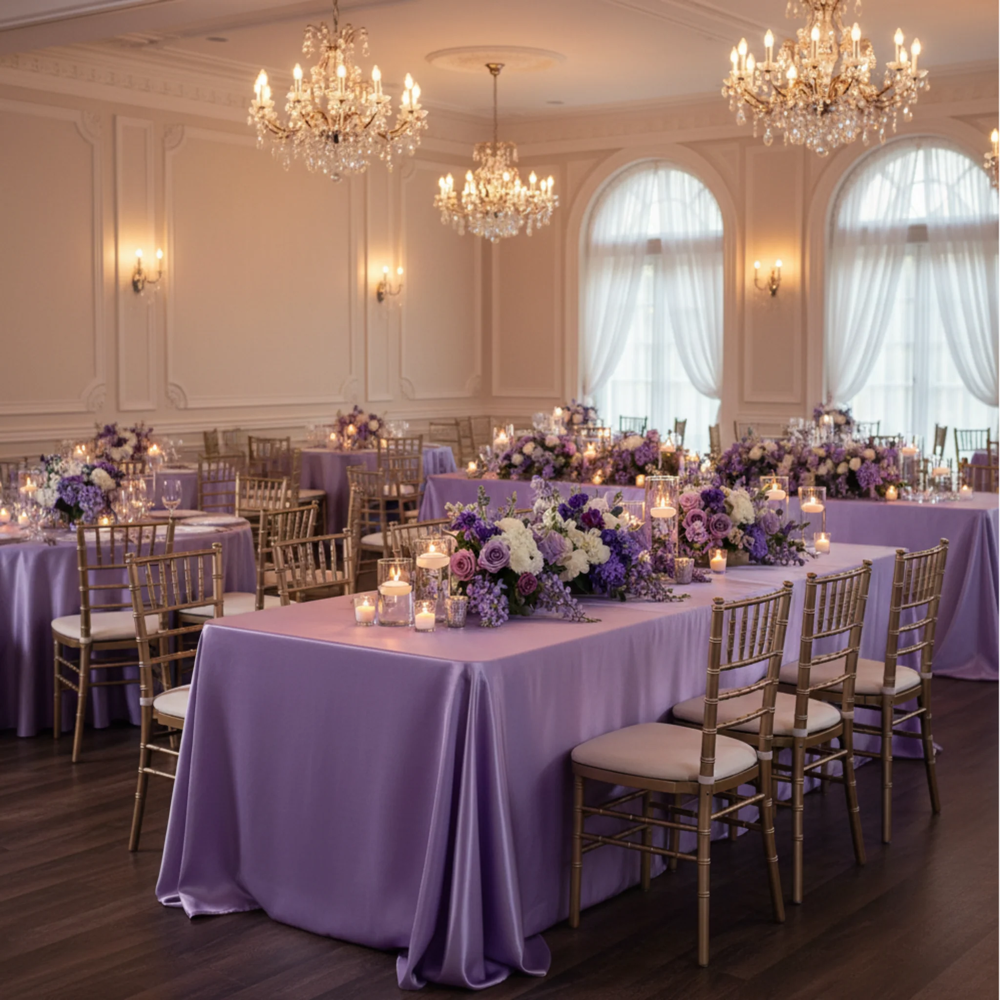 Satin Rectangular 90"x132" Tablecloth - Victorian Lilac/Wisteria - Image 4