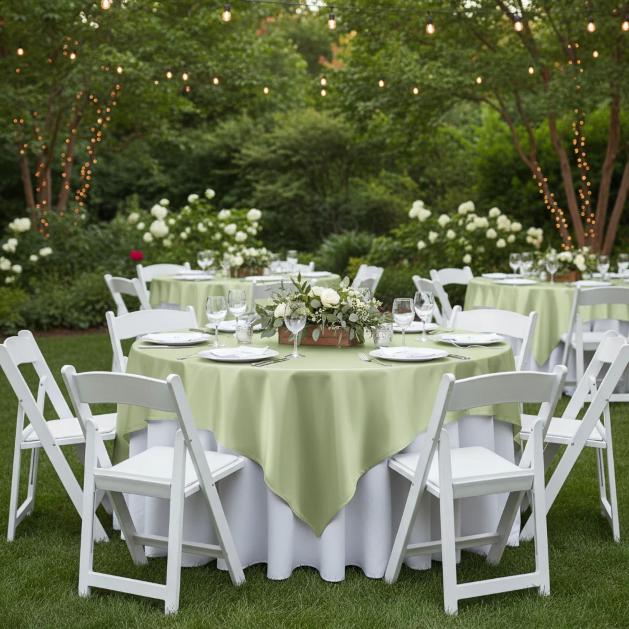 Satin Square 72"x72" Table Overlay - Sage Green - Image 3