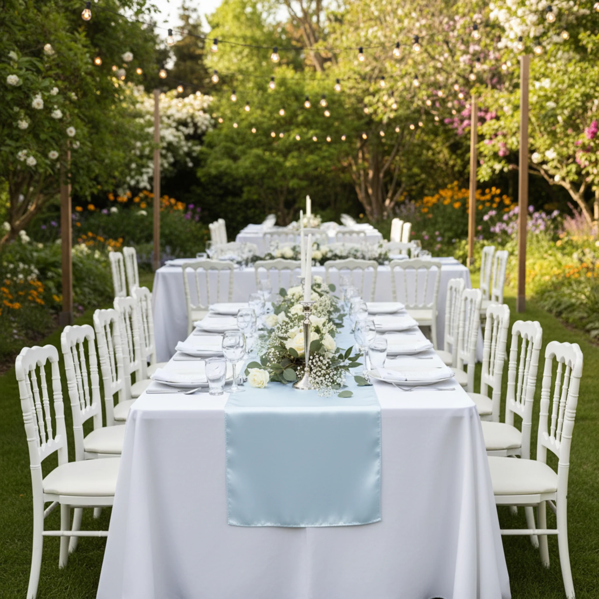 Satin Table Runner - Baby Blue - Image 2
