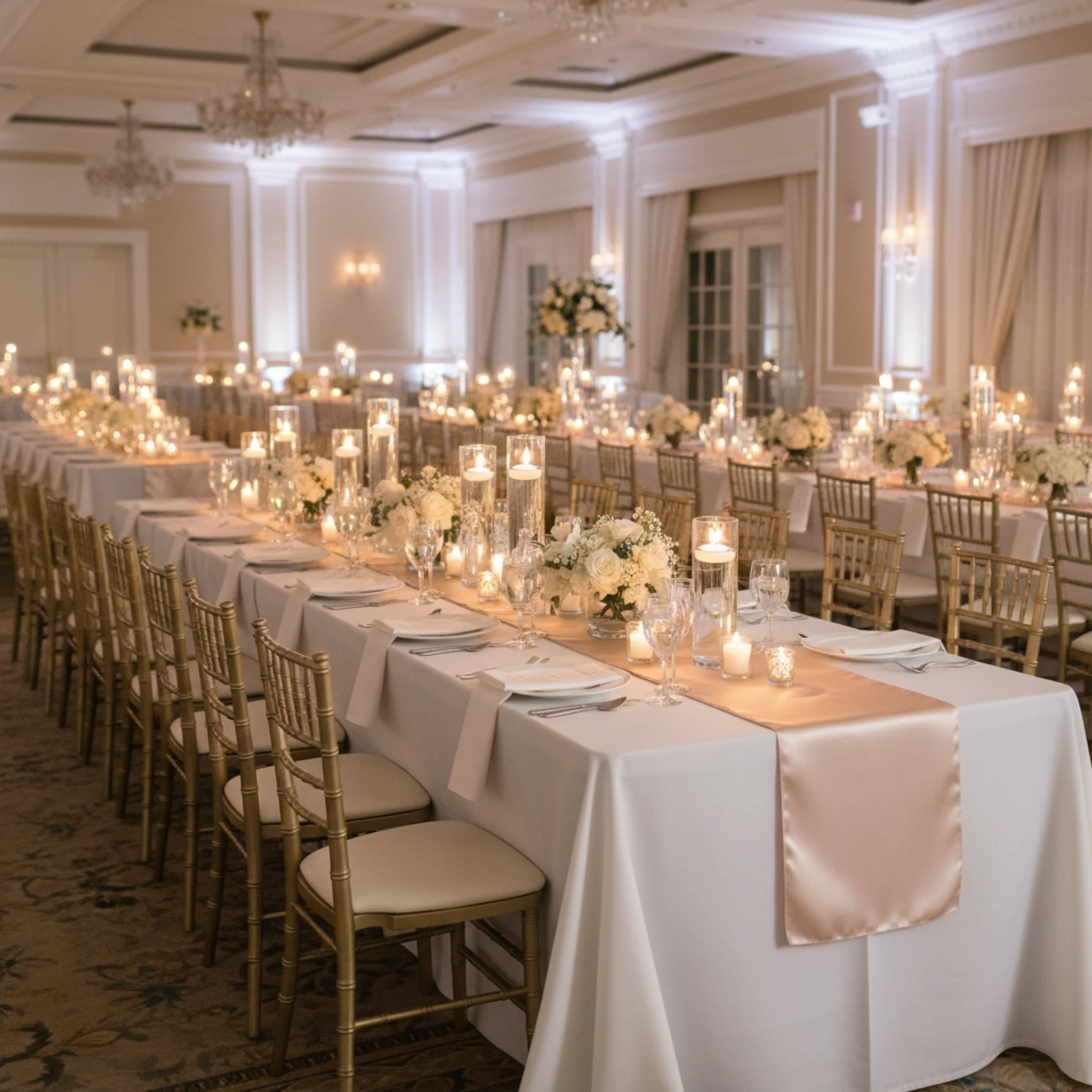 Satin Table Runner - Champagne - Image 4