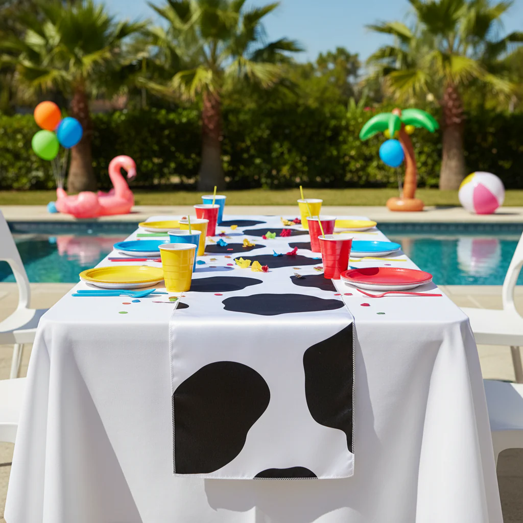 Cow Animal Print Satin Table Runner - Image 2