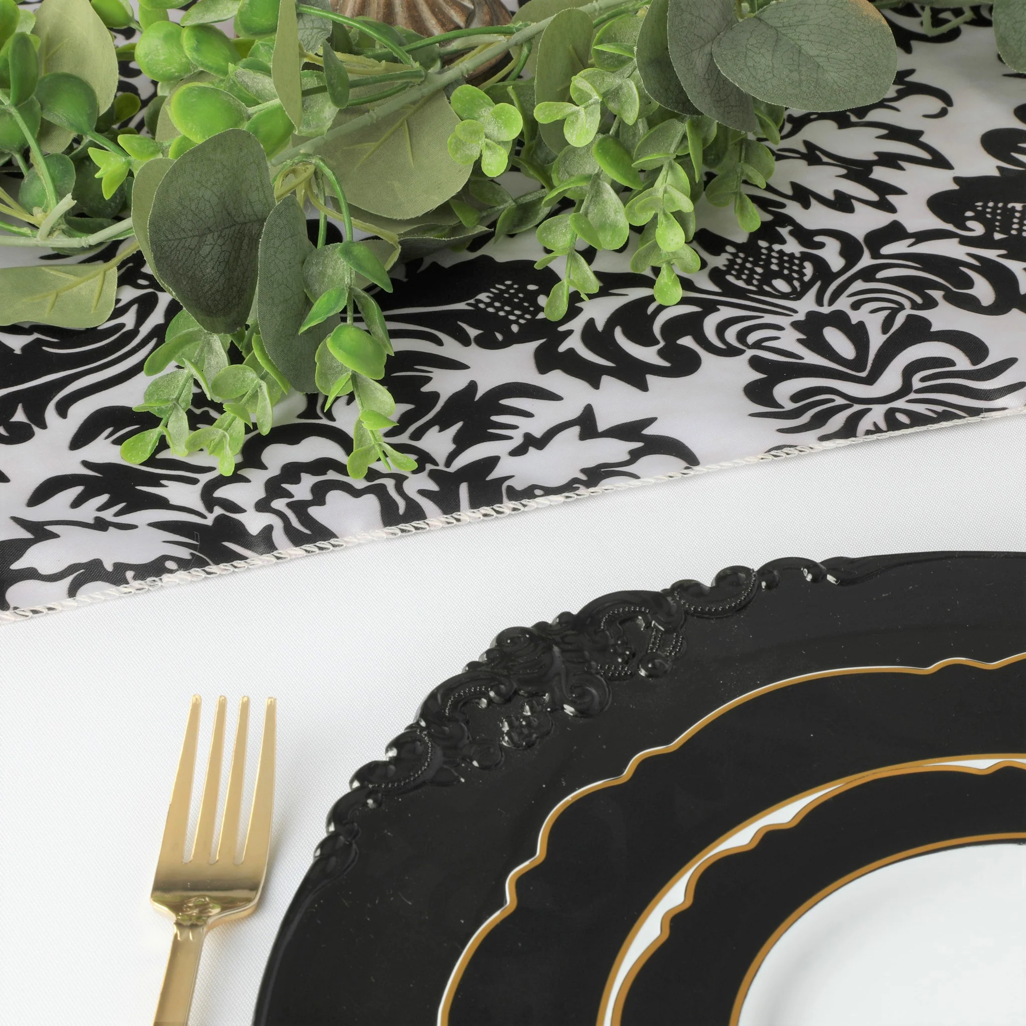 Satin Table Runner - Damask - Image 2