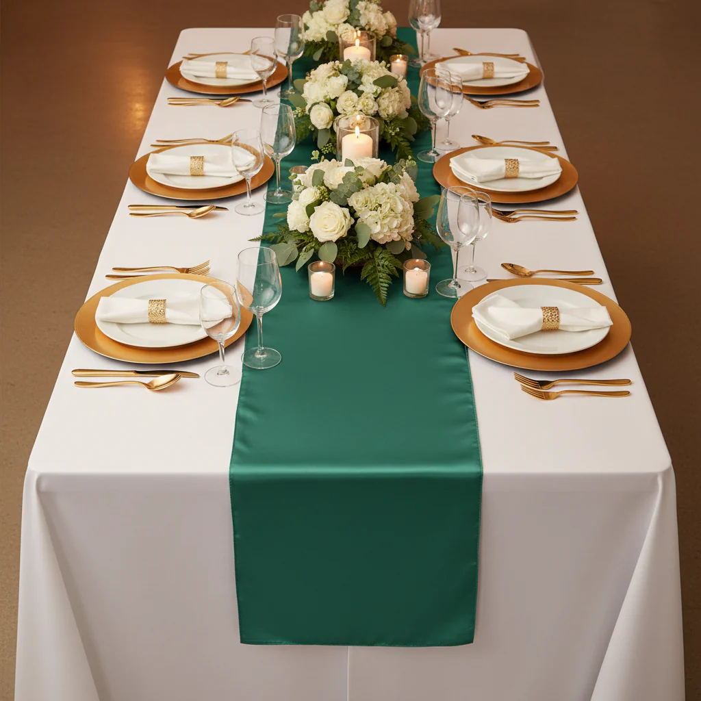 Satin Table Runner - Emerald Green - Image 3