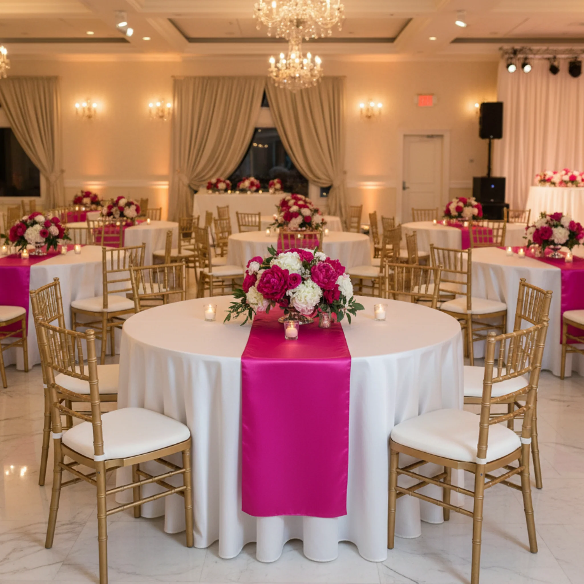 Satin Table Runner - Fuchsia - Image 4