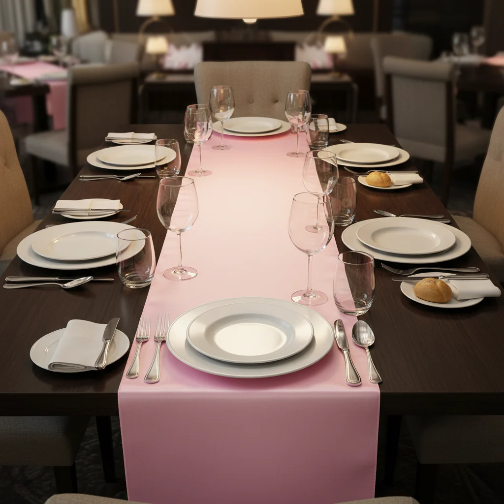 Satin Table Runner - Medium Pink - Image 4