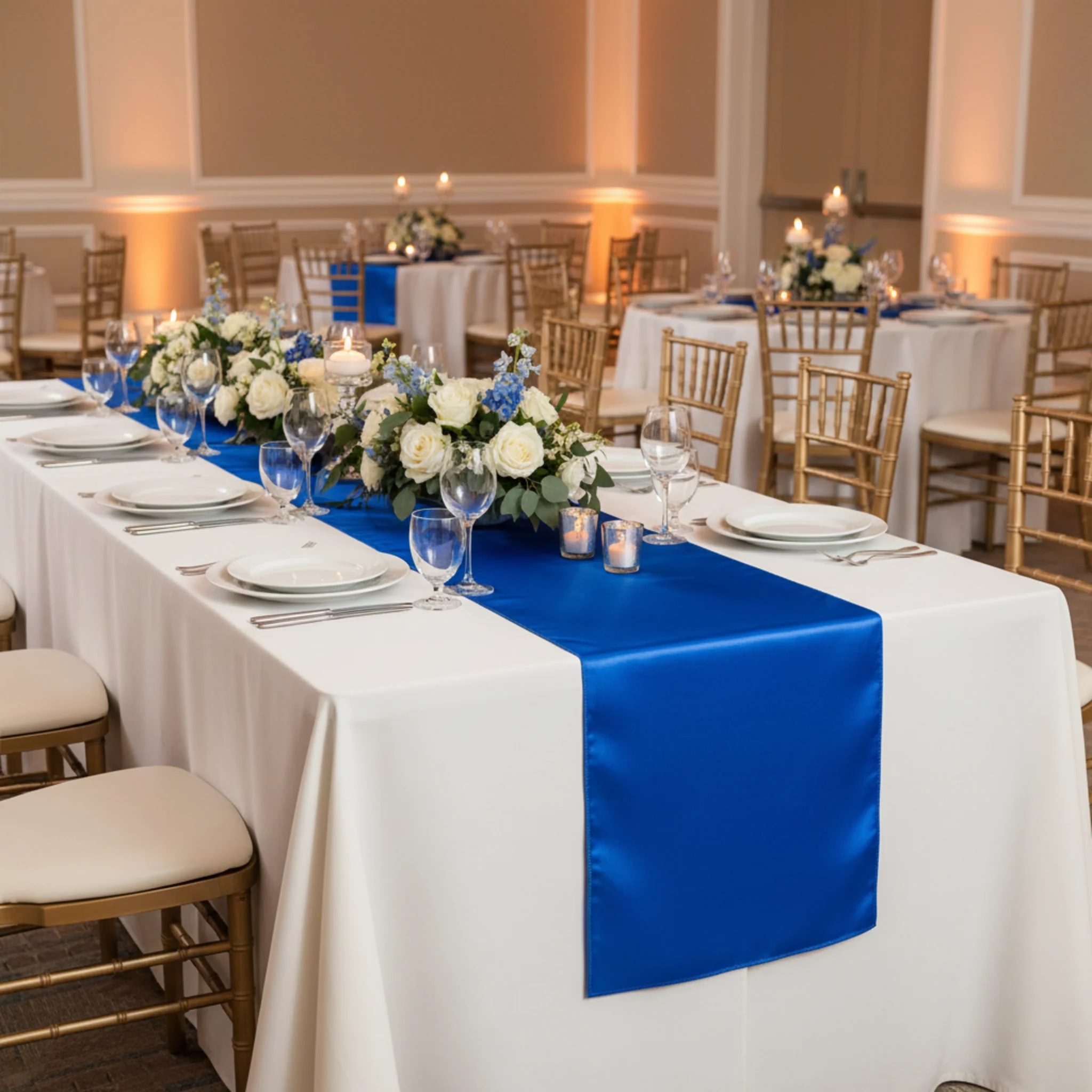 Satin Table Runner - Royal Blue - Image 2