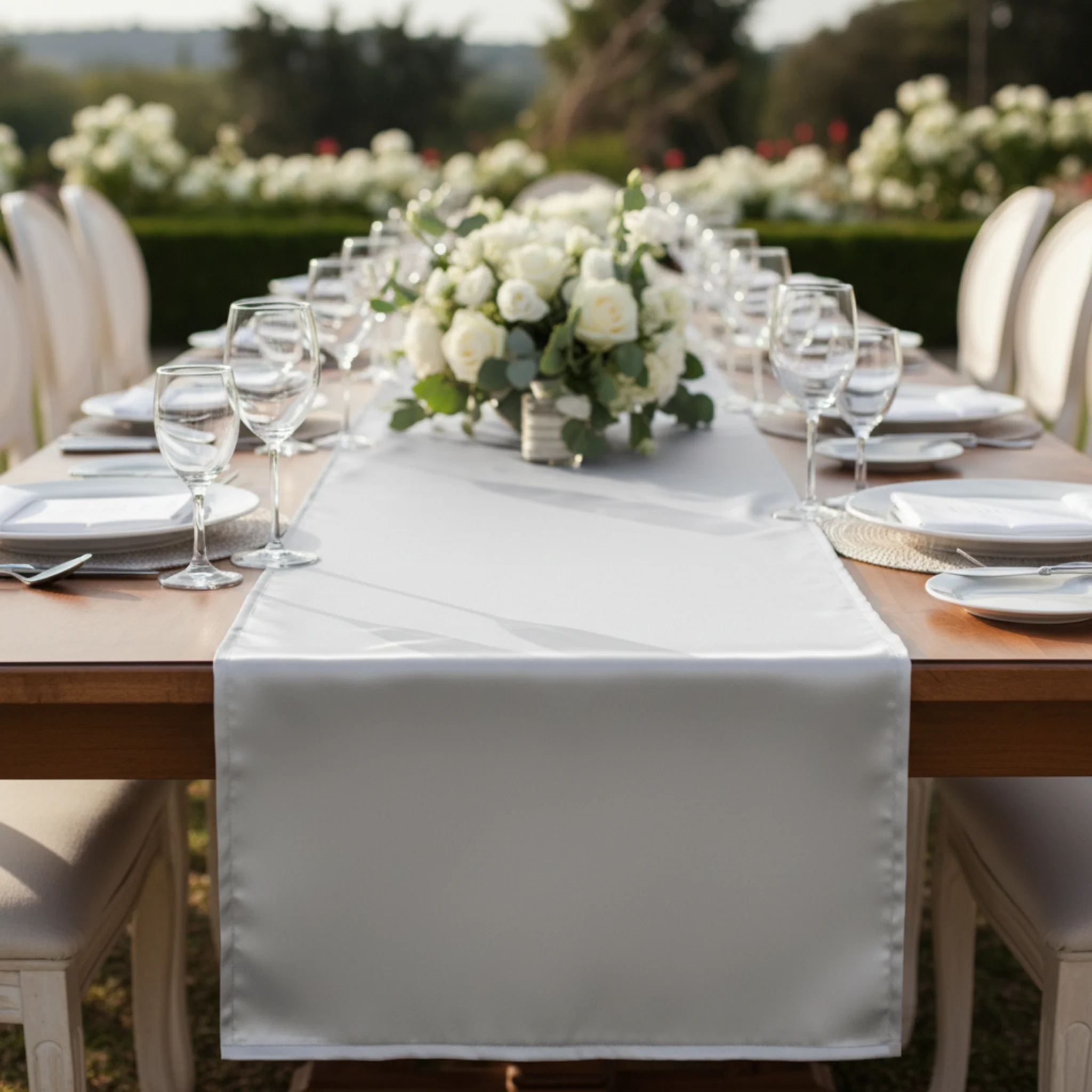 Satin Table Runner - Silver - Image 2