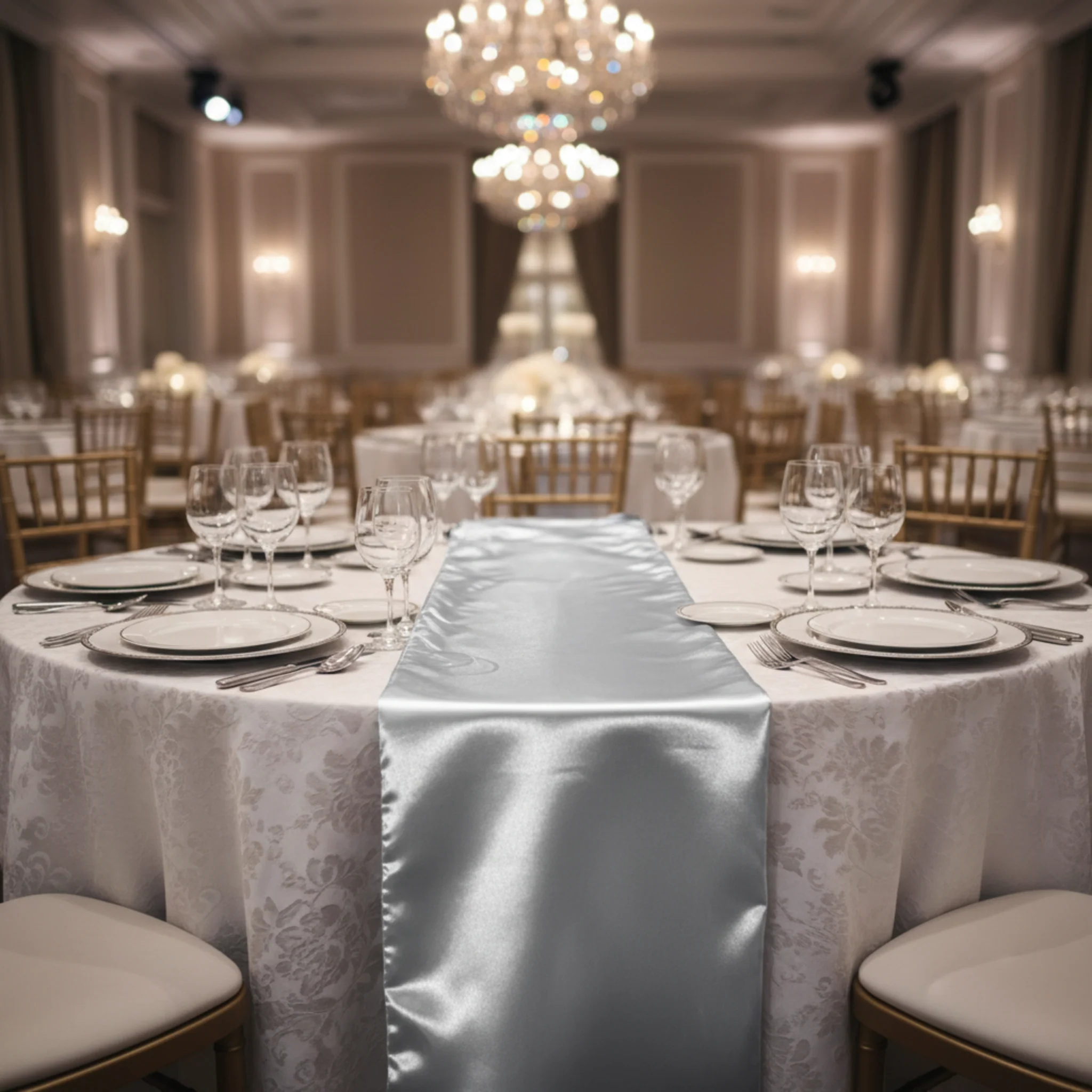 Satin Table Runner - Silver - Image 3