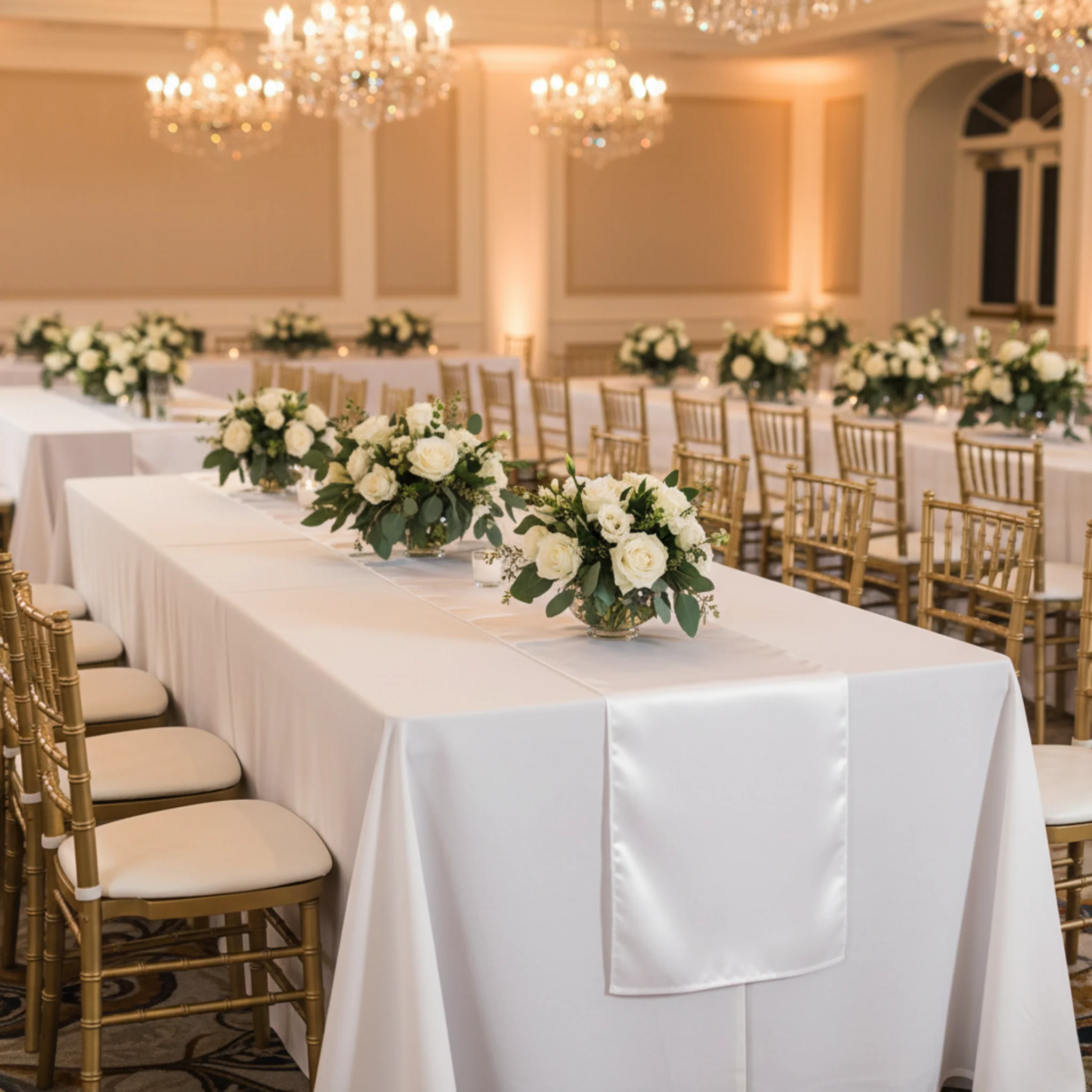 Satin Table Runner - White - Image 2