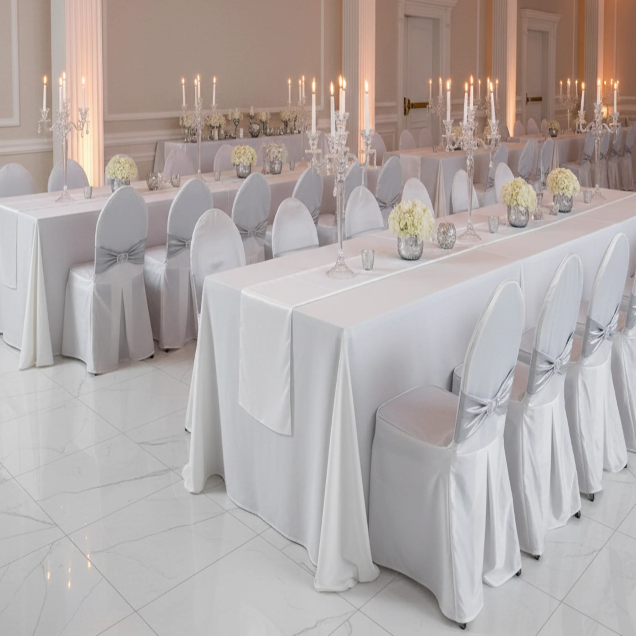 Satin Table Runner - White - Image 4