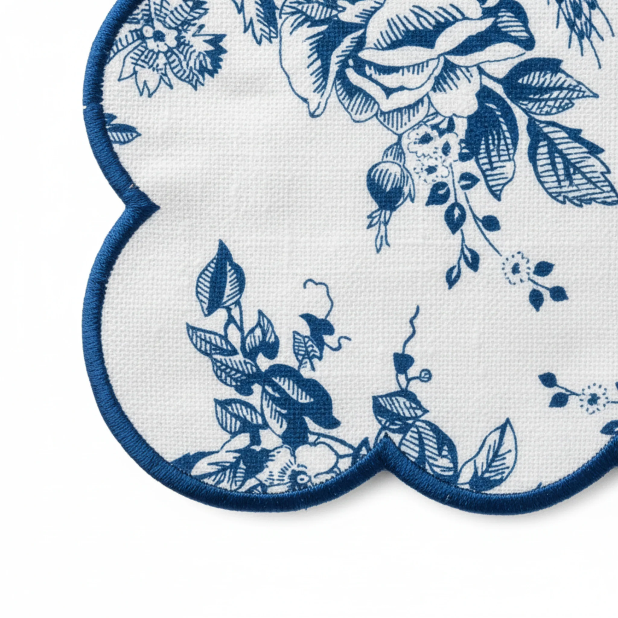 4 pcs/pk French Toile 20"x20" Scalloped Edge Napkins - Blue - Image 6