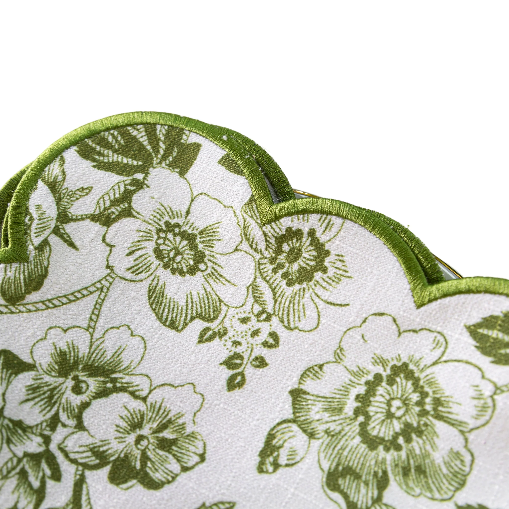 4 pcs/pk French Toile 20"x20" Scalloped Edge Napkins - Olive Green - Image 6