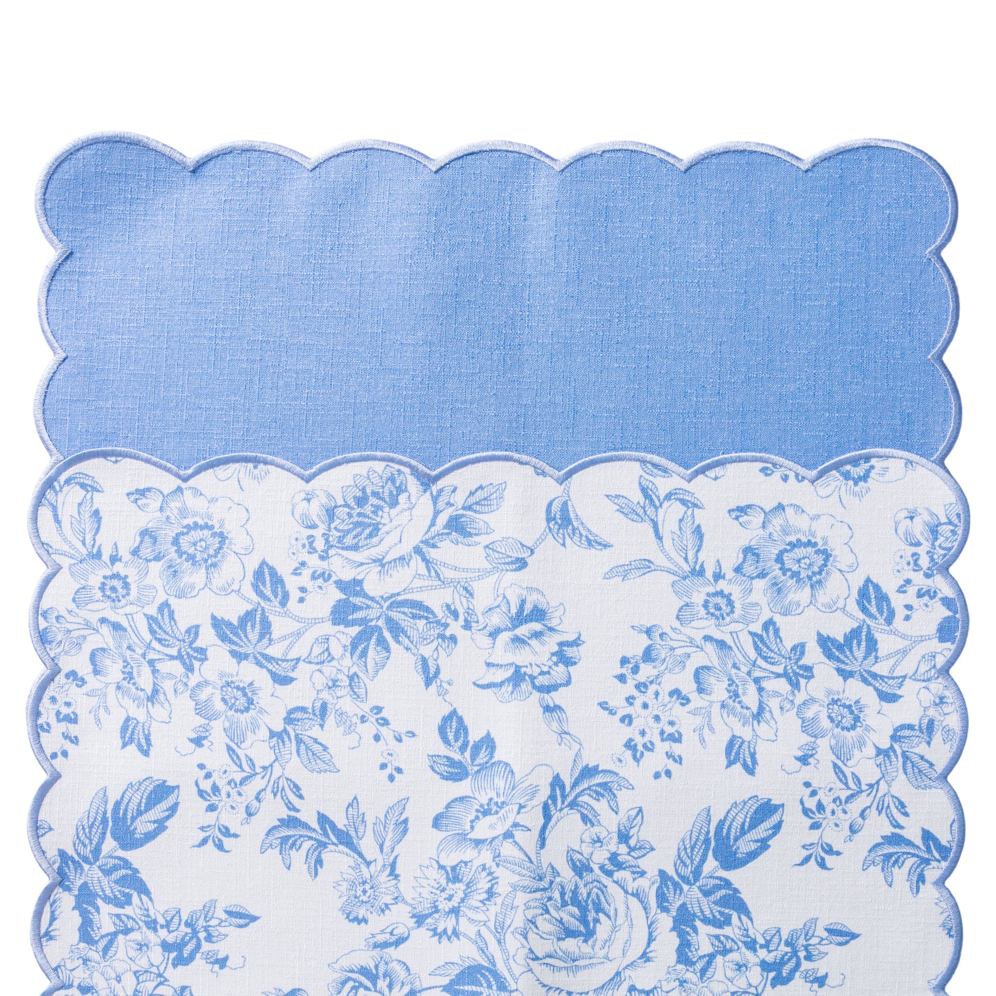 2 pcs/set French Toile Scalloped Edge Placemats - Baby Blue - Image 10