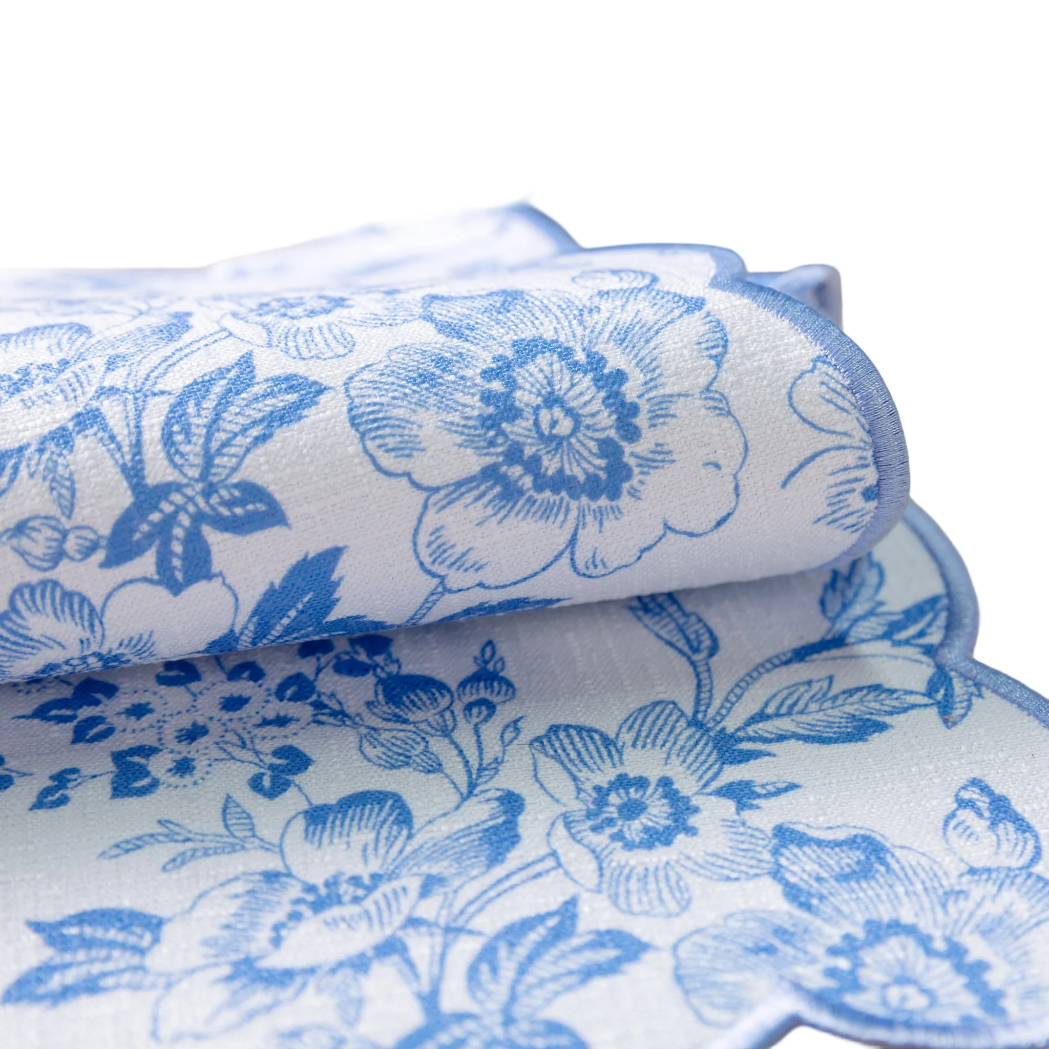 2 pcs/set French Toile Scalloped Edge Placemats - Baby Blue - Image 12