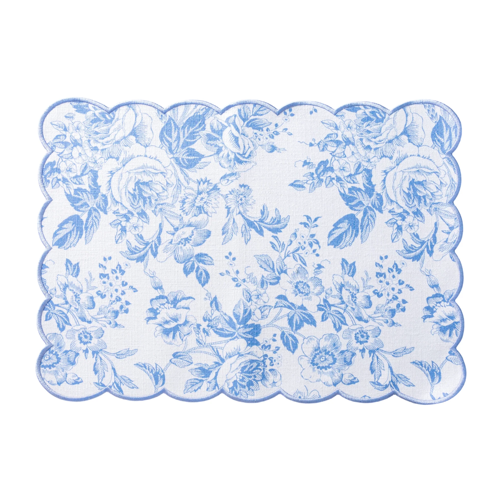 2 pcs/set French Toile Scalloped Edge Placemats - Baby Blue - Image 3