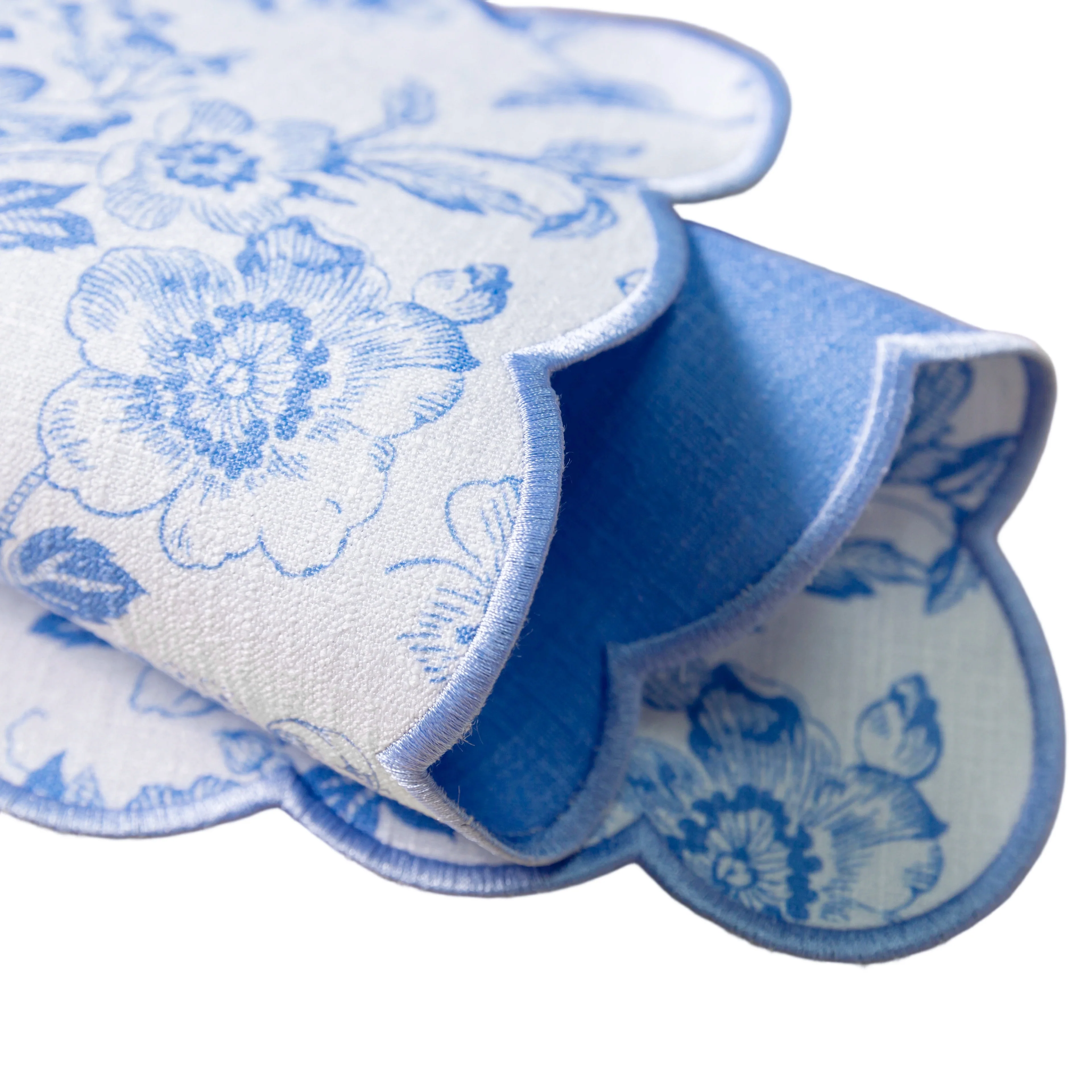 2 pcs/set French Toile Scalloped Edge Placemats - Baby Blue - Image 7