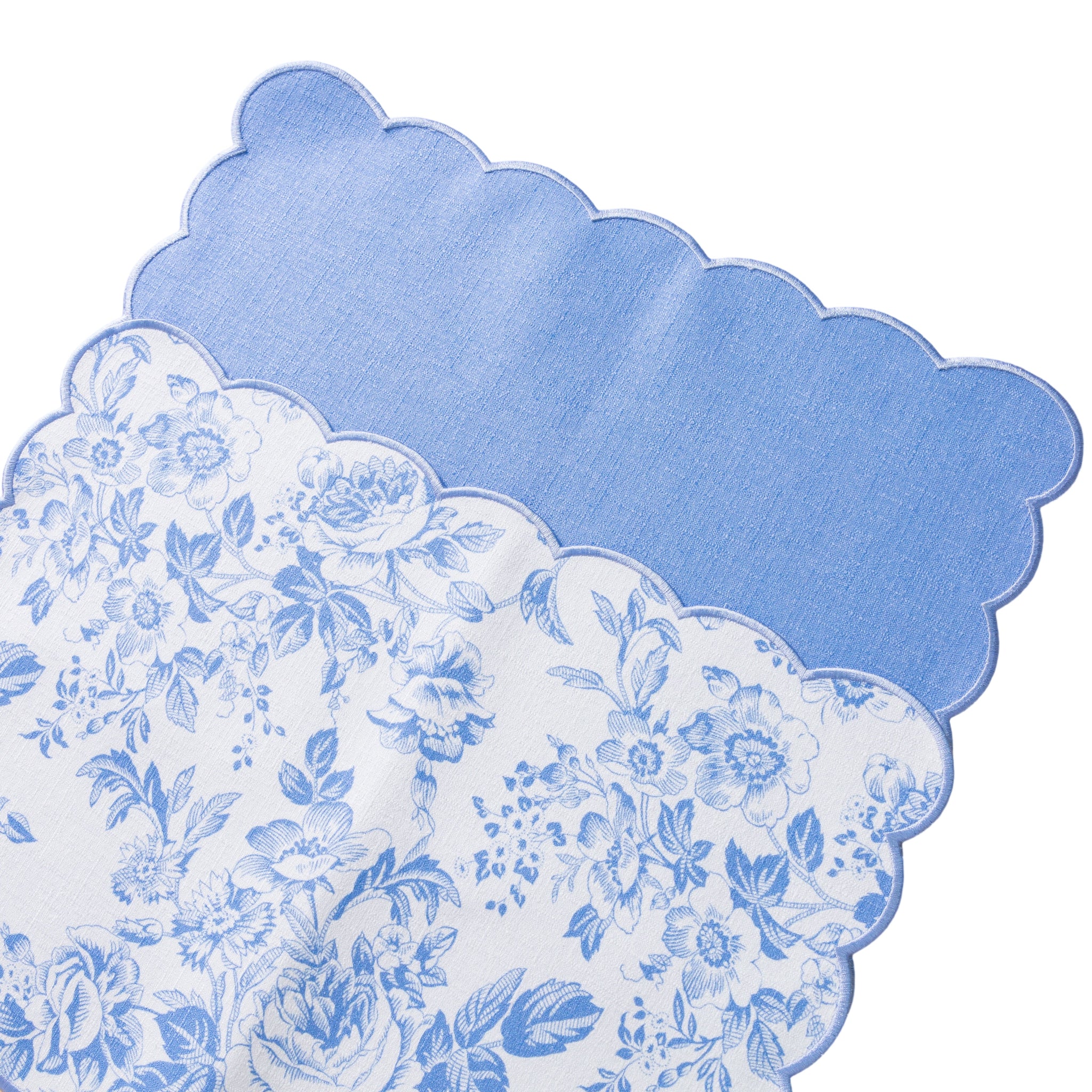 2 pcs/set French Toile Scalloped Edge Placemats - Baby Blue - Image 8