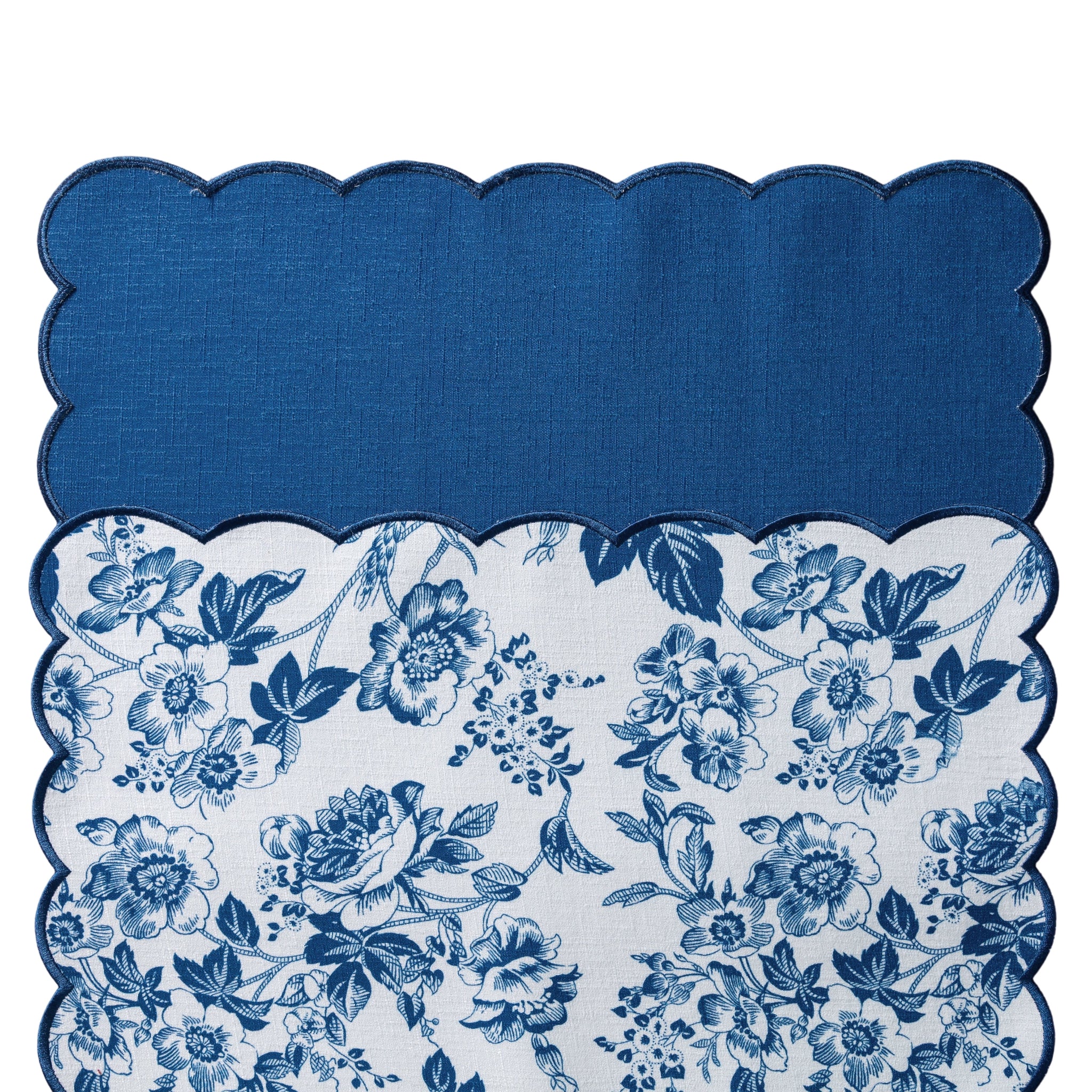2 pcs/set French Toile Scalloped Edge Placemats - Blue - Image 10