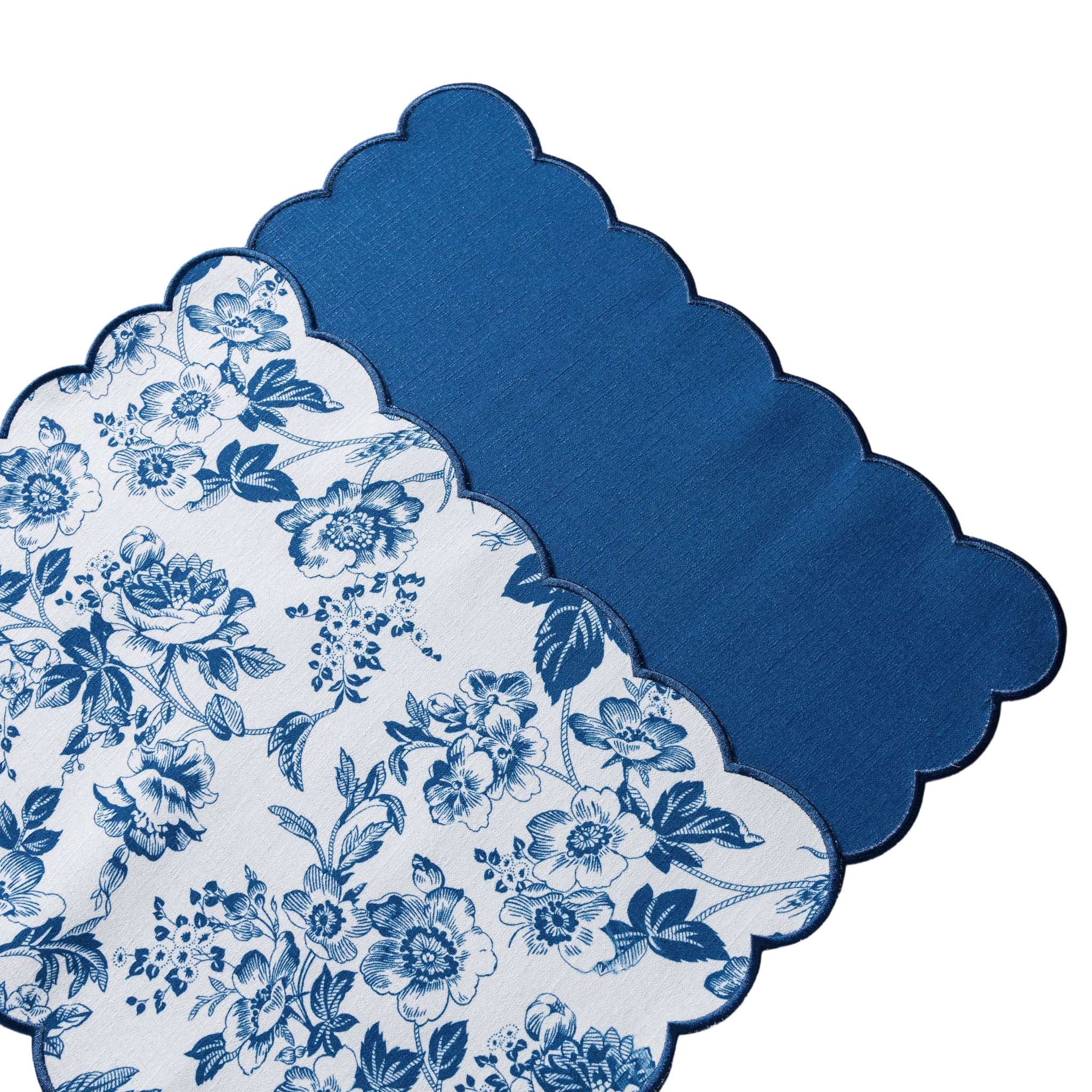 2 pcs/set French Toile Scalloped Edge Placemats - Blue - Image 6