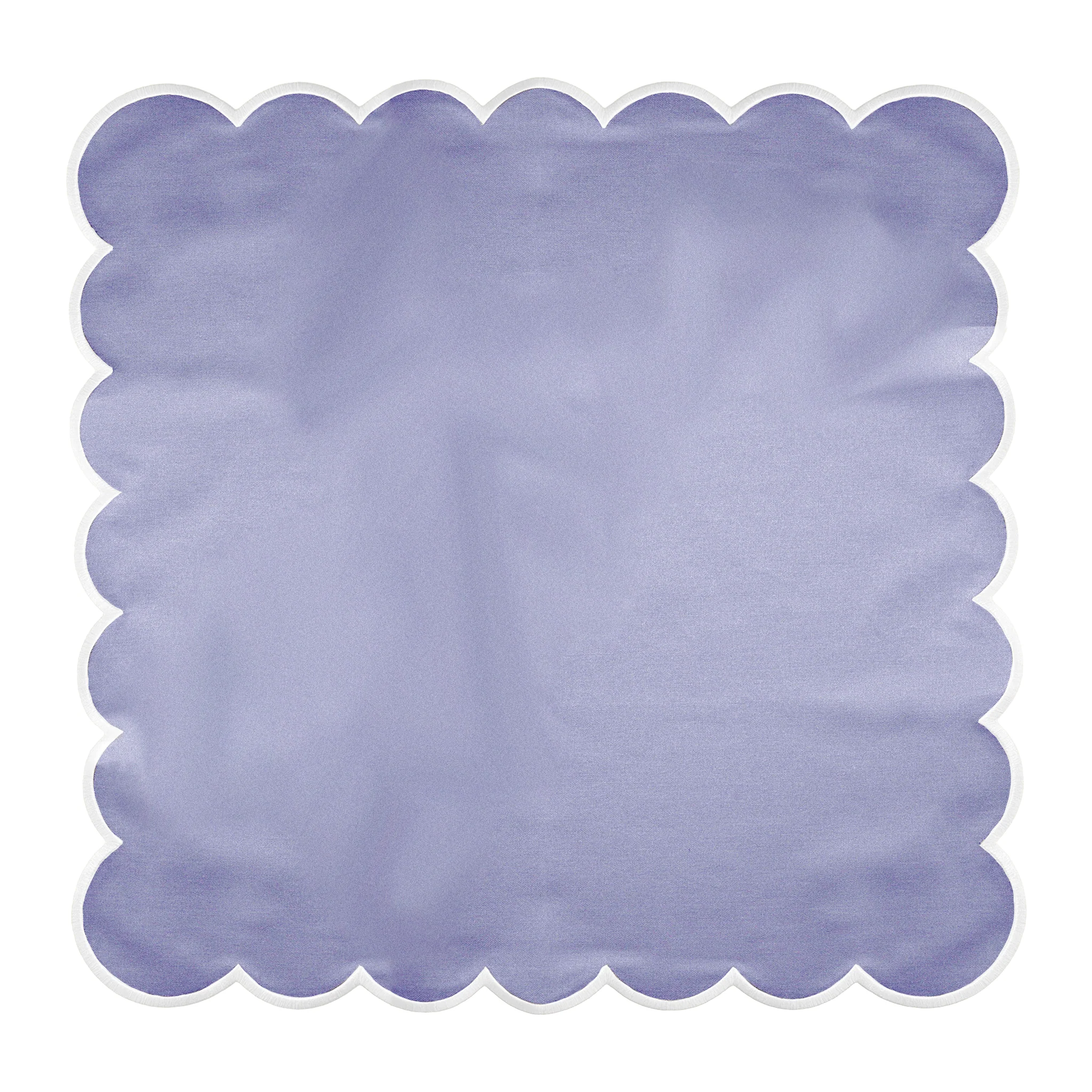 4 pc/pk Scalloped Edge Linen Napkin - Lavender/White Trim - Image 4