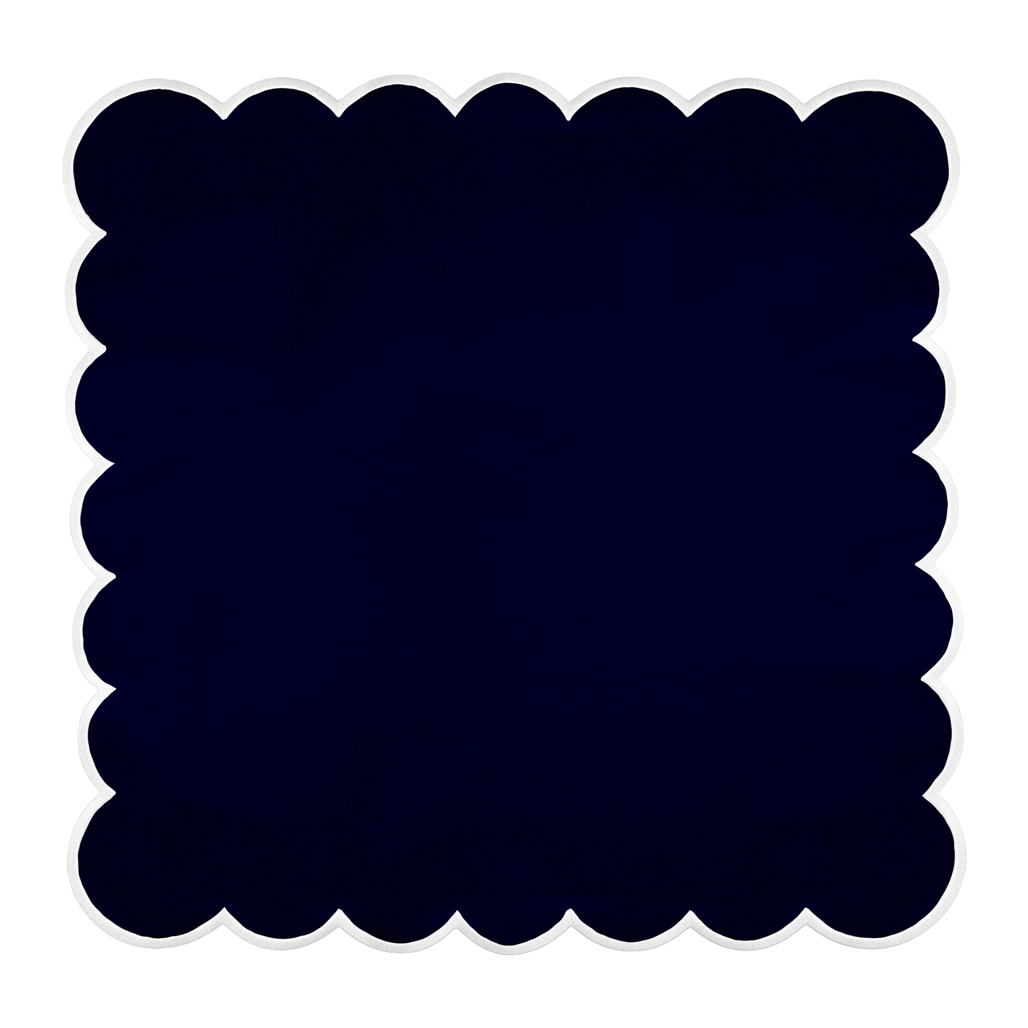 4 pc/pk Scalloped Edge Linen Napkin - Navy Blue/White Trim - Image 4