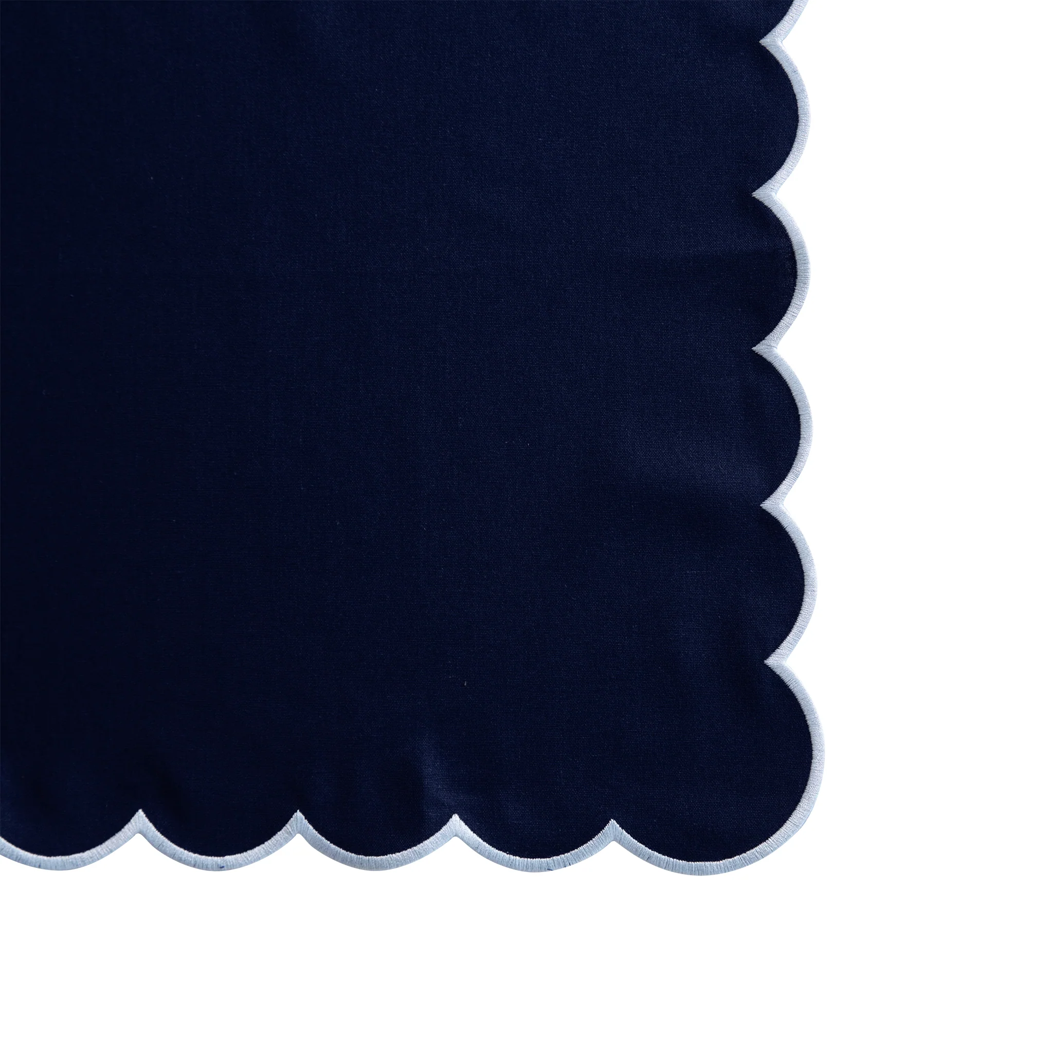 4 pc/pk Scalloped Edge Linen Napkin - Navy Blue/White Trim - Image 6